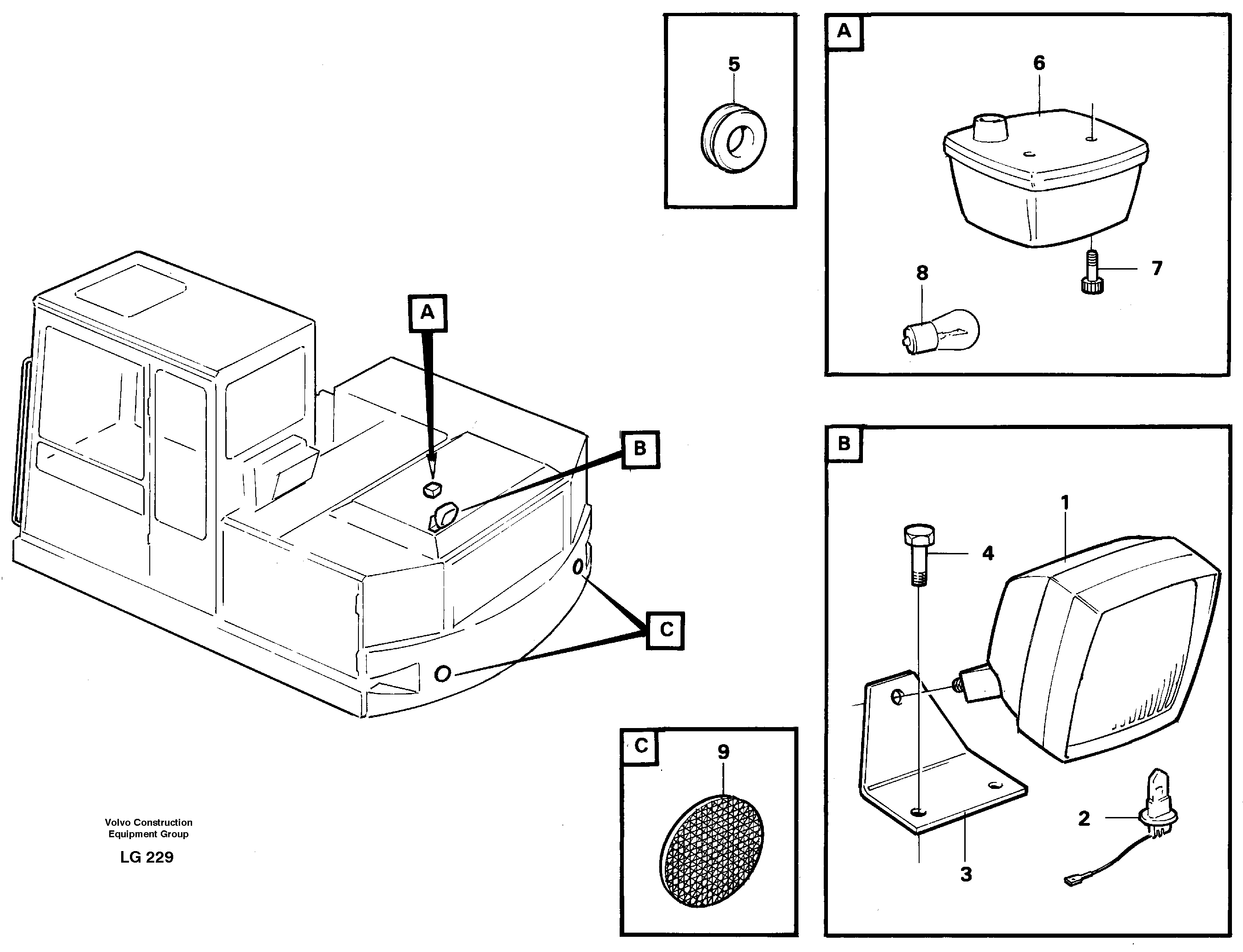 Схема запчастей Volvo EC200 - 47462 Lighting, rear EC200 SER NO 2760-