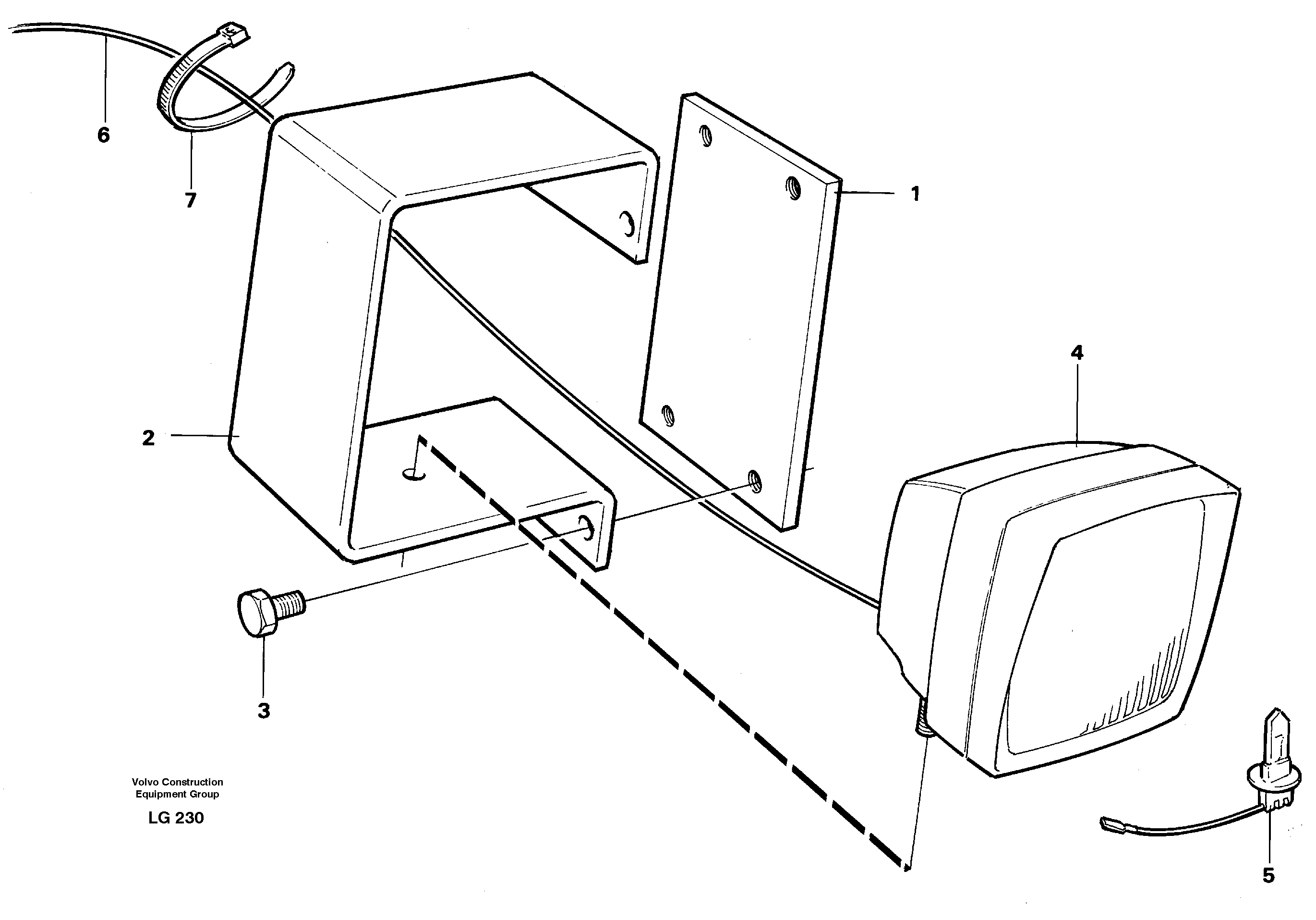 Схема запчастей Volvo EC200 - 38711 Working lamp on boom EC200 SER NO 2760-