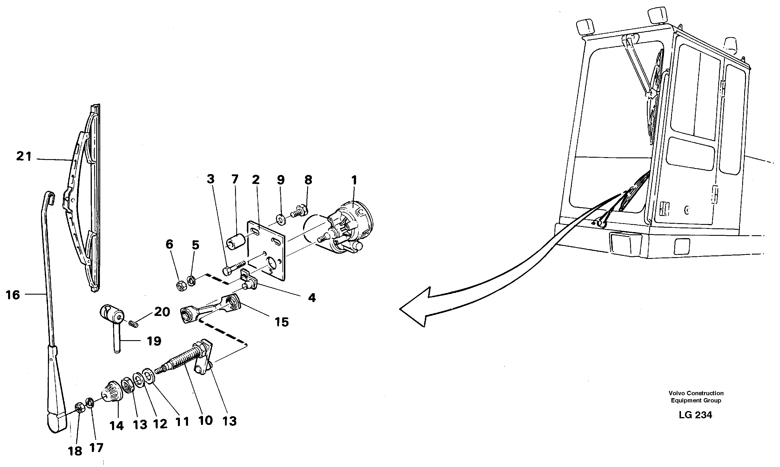 Схема запчастей Volvo EC200 - 11843 Windscreen wiper, lower EC200 SER NO 2760-