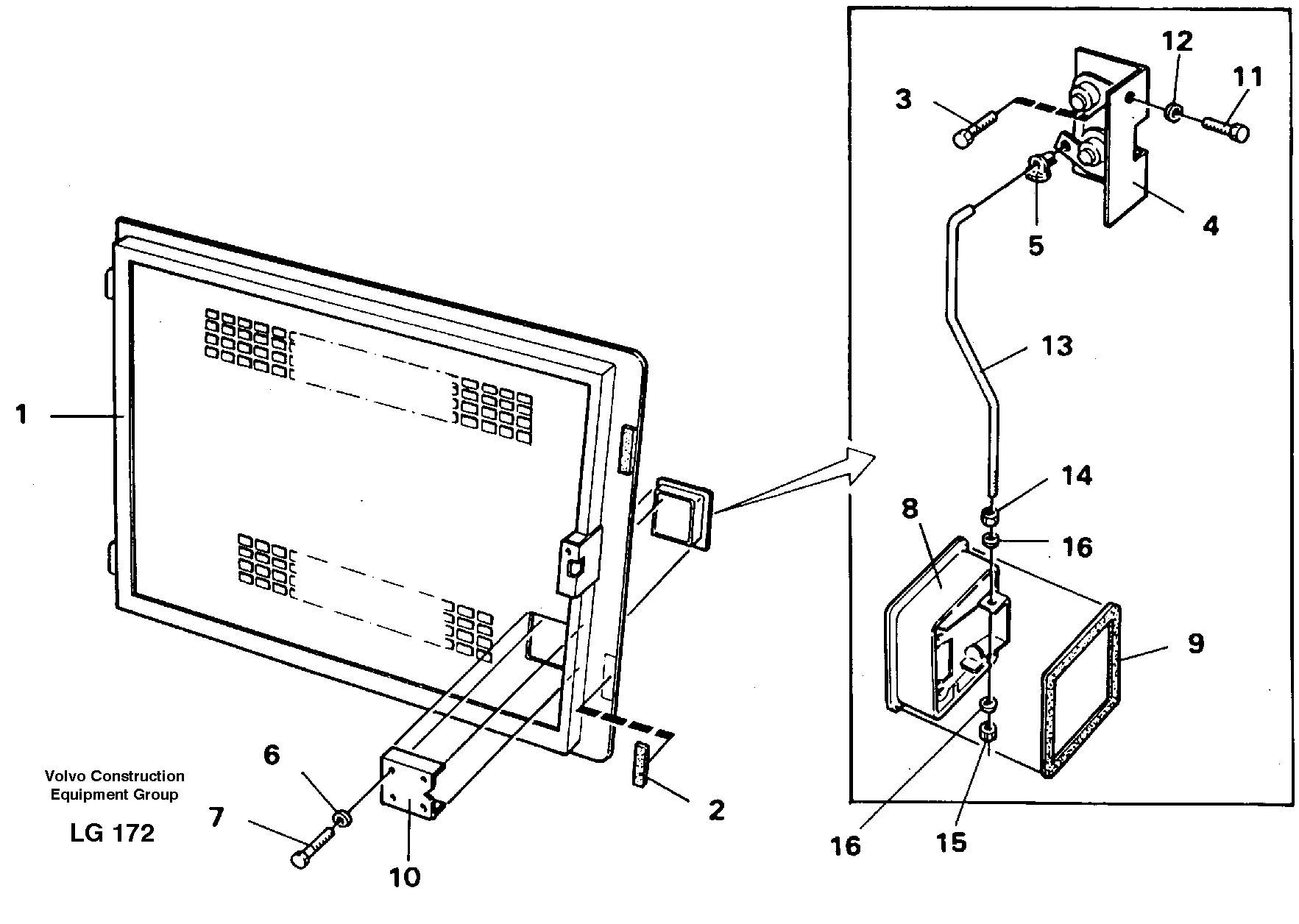 Схема запчастей Volvo EC200 - 40472 Door, cab elevation EC200 SER NO 2760-