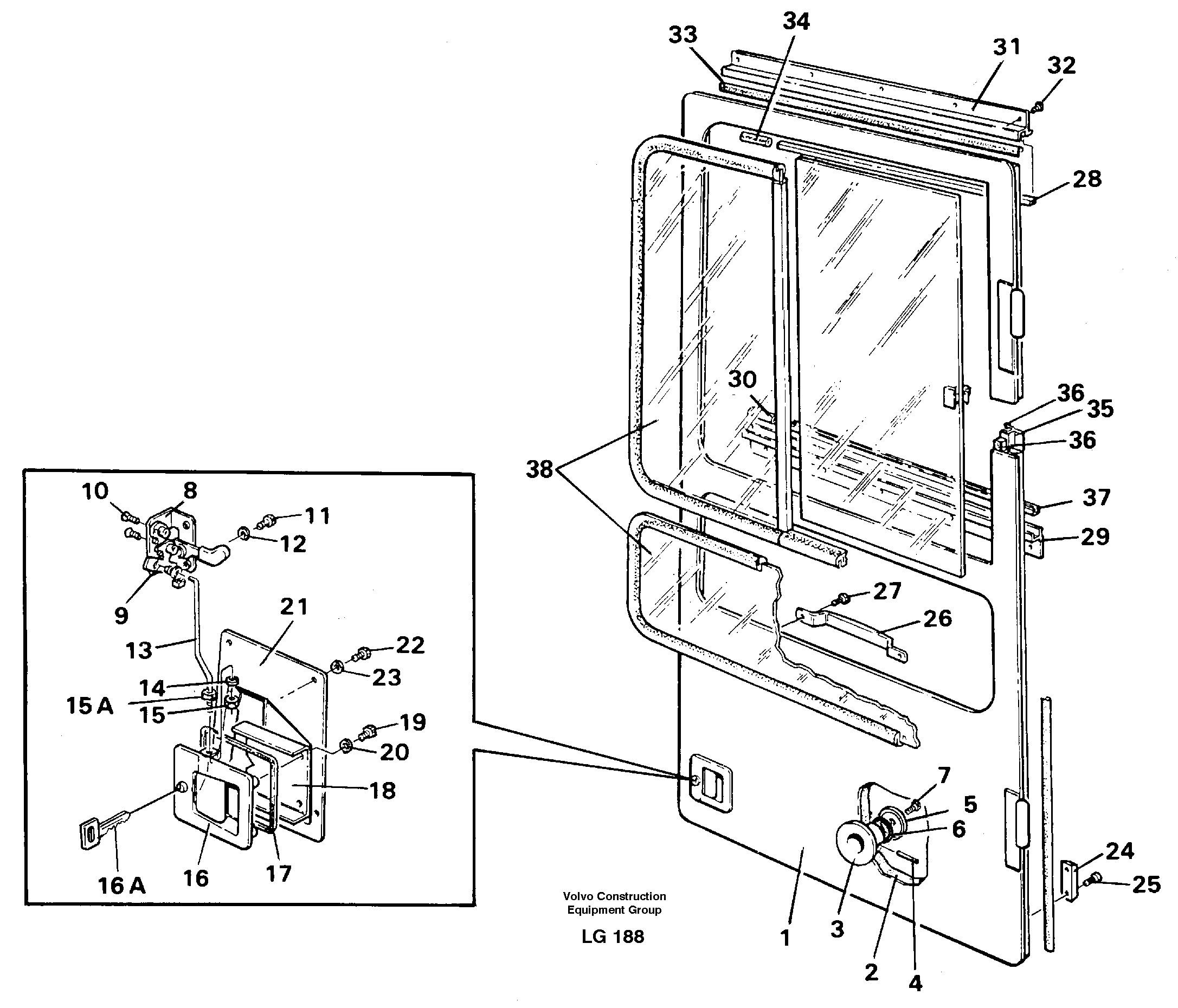 Схема запчастей Volvo EC200 - 40473 Door, operators cab EC200 SER NO 2760-