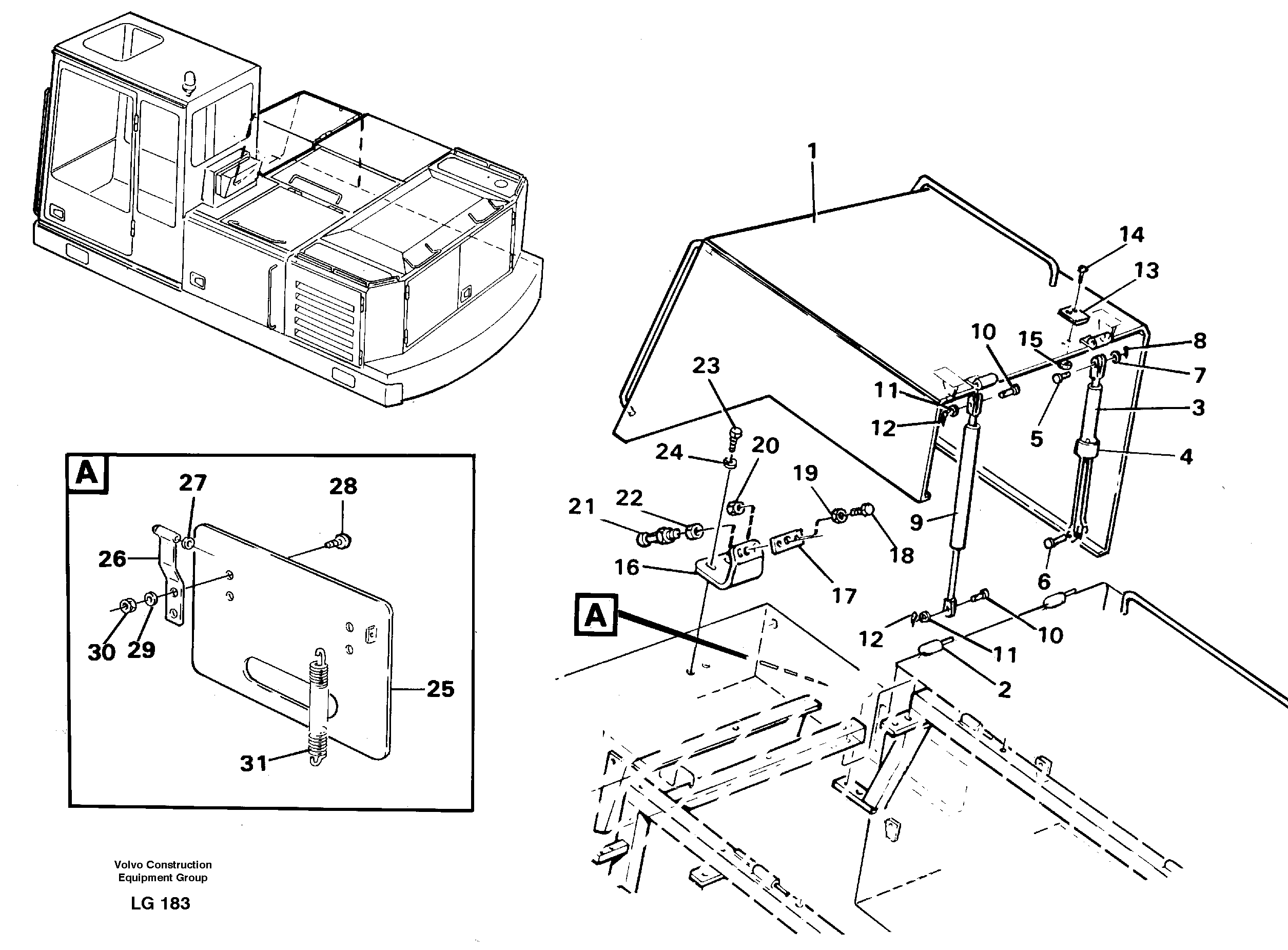 Схема запчастей Volvo EC200 - 43901 Casing over battery EC200 SER NO 2760-