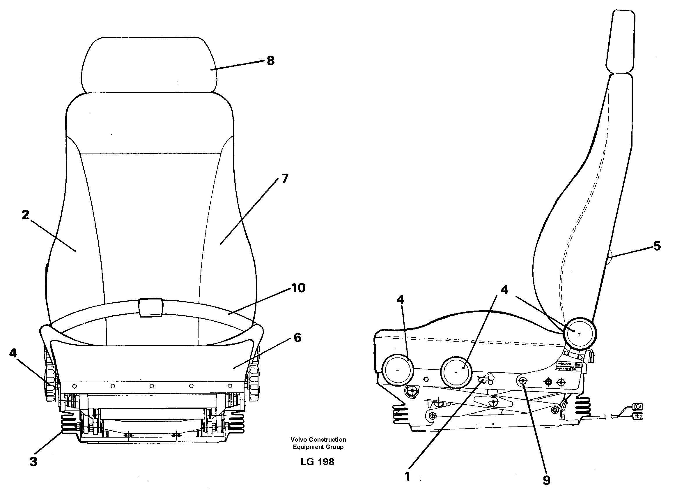 Схема запчастей Volvo EC200 - 11973 Operators seat Be-ge EC200 SER NO 2760-