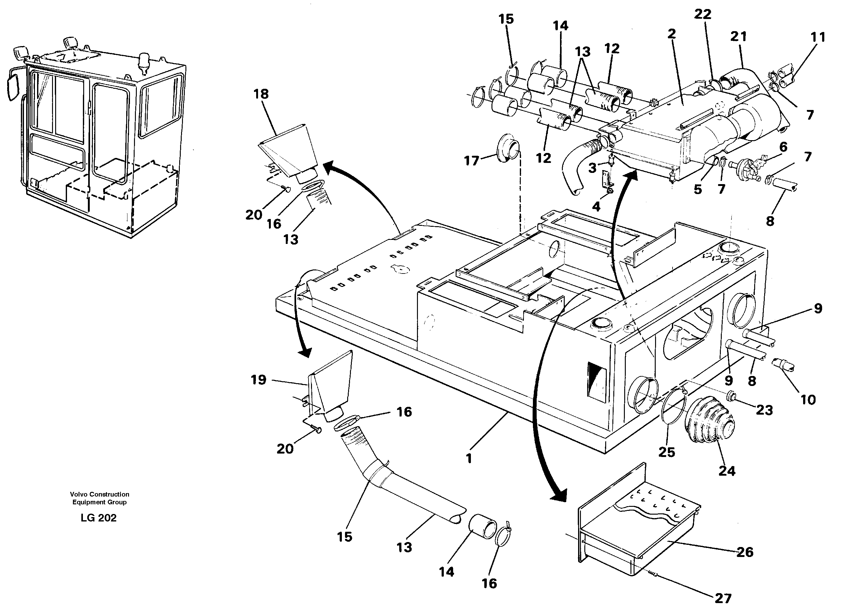 Схема запчастей Volvo EC200 - 81382 Cab heater with fitting parts EC200 SER NO 2760-