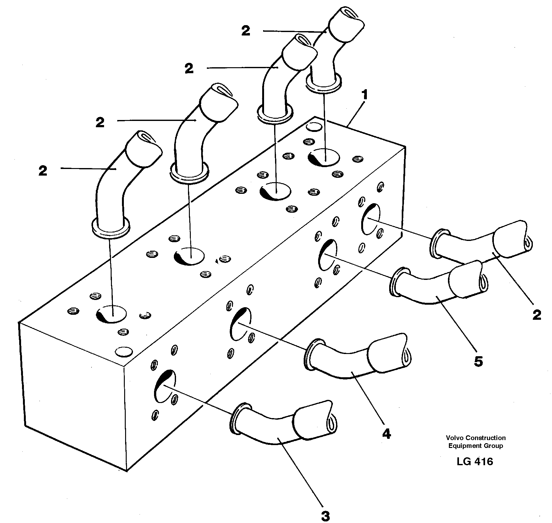 Схема запчастей Volvo EC200 - 28648 Connection block with hoses EC200 SER NO 2760-