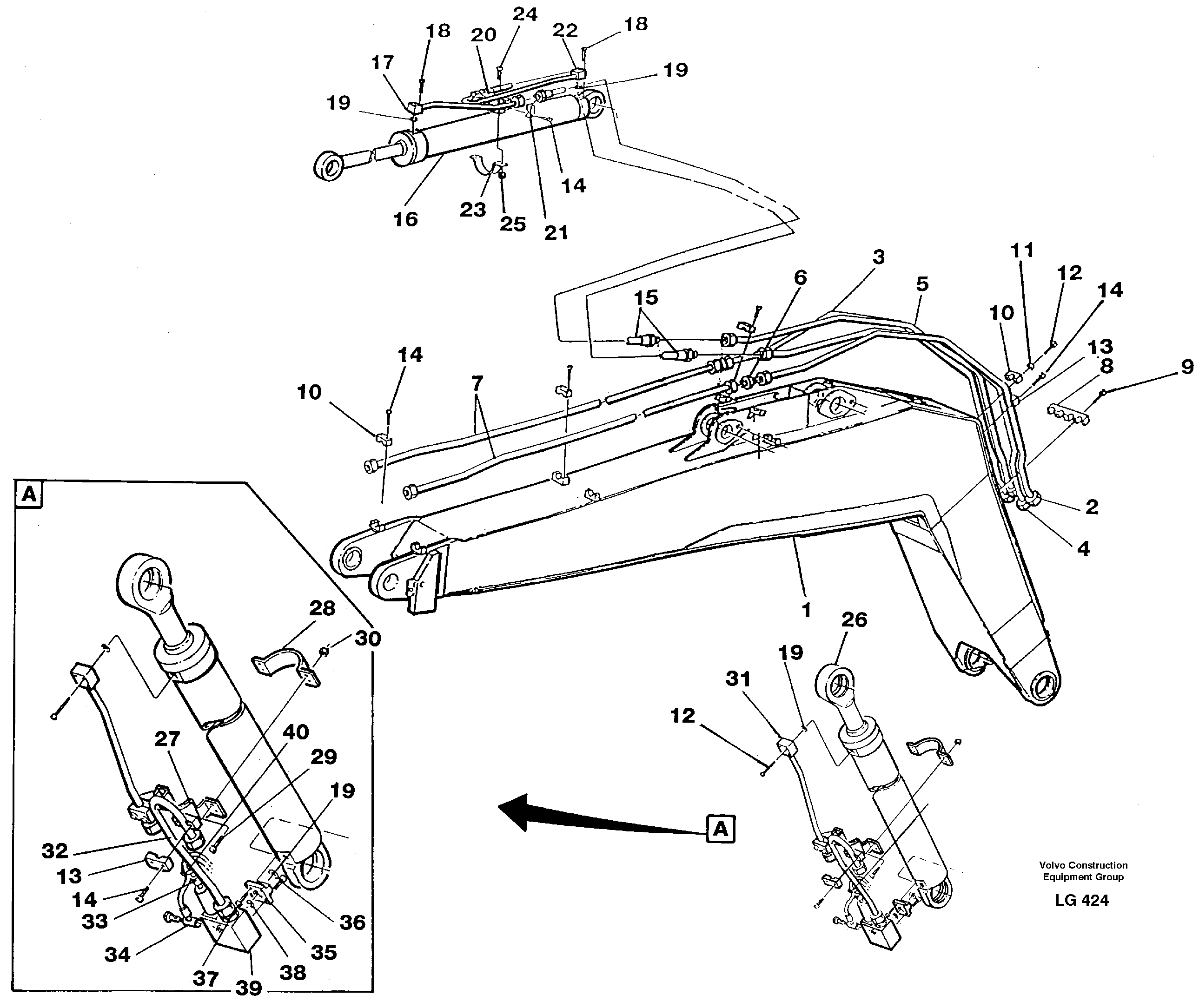 Схема запчастей Volvo EC200 - 38567 Hydraulic system, boom 4.65 m EC200 SER NO 2760-