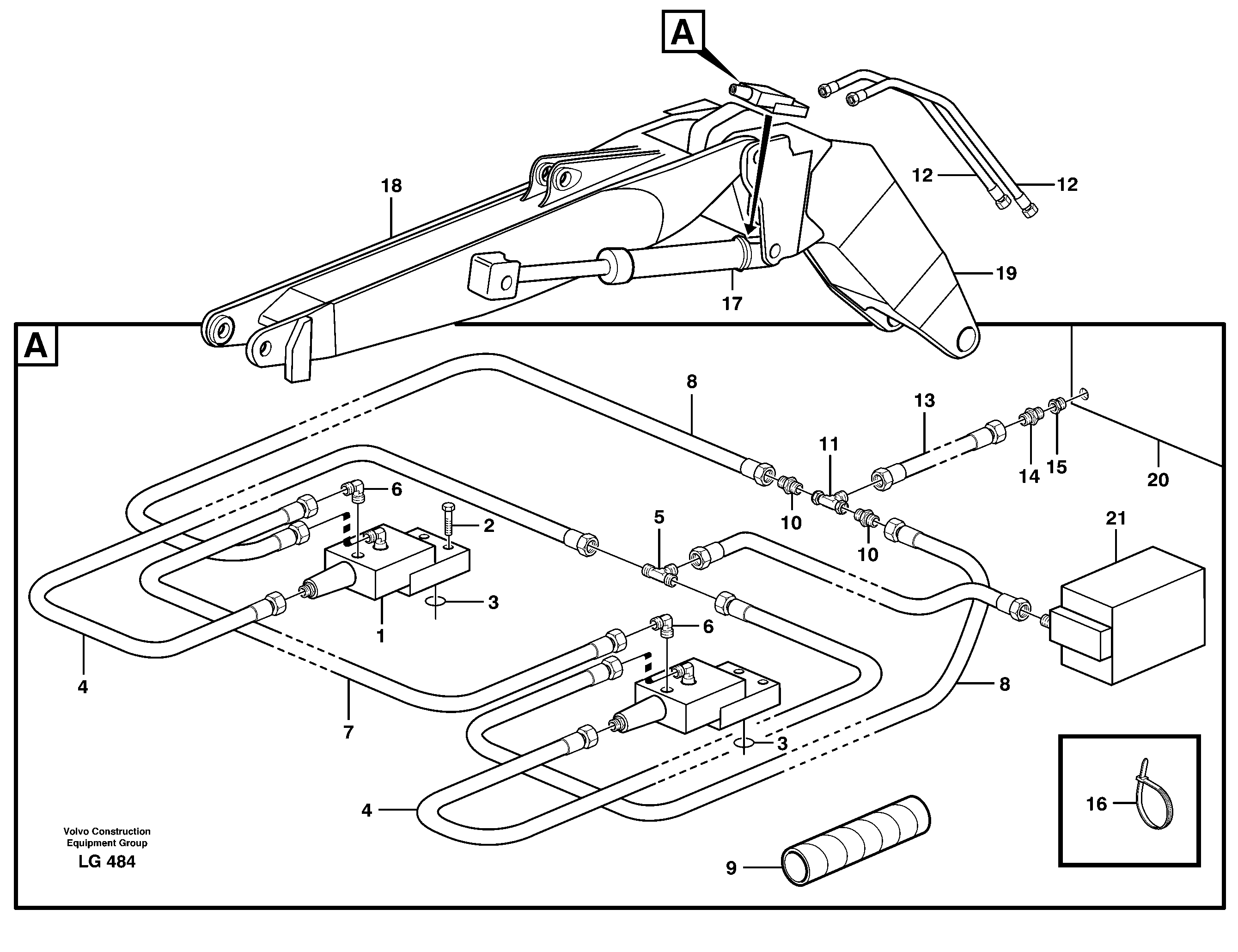Схема запчастей Volvo EC200 - 41234 Hydraulic system, line brk valve,tilt cylinder EC200 SER NO 2760-