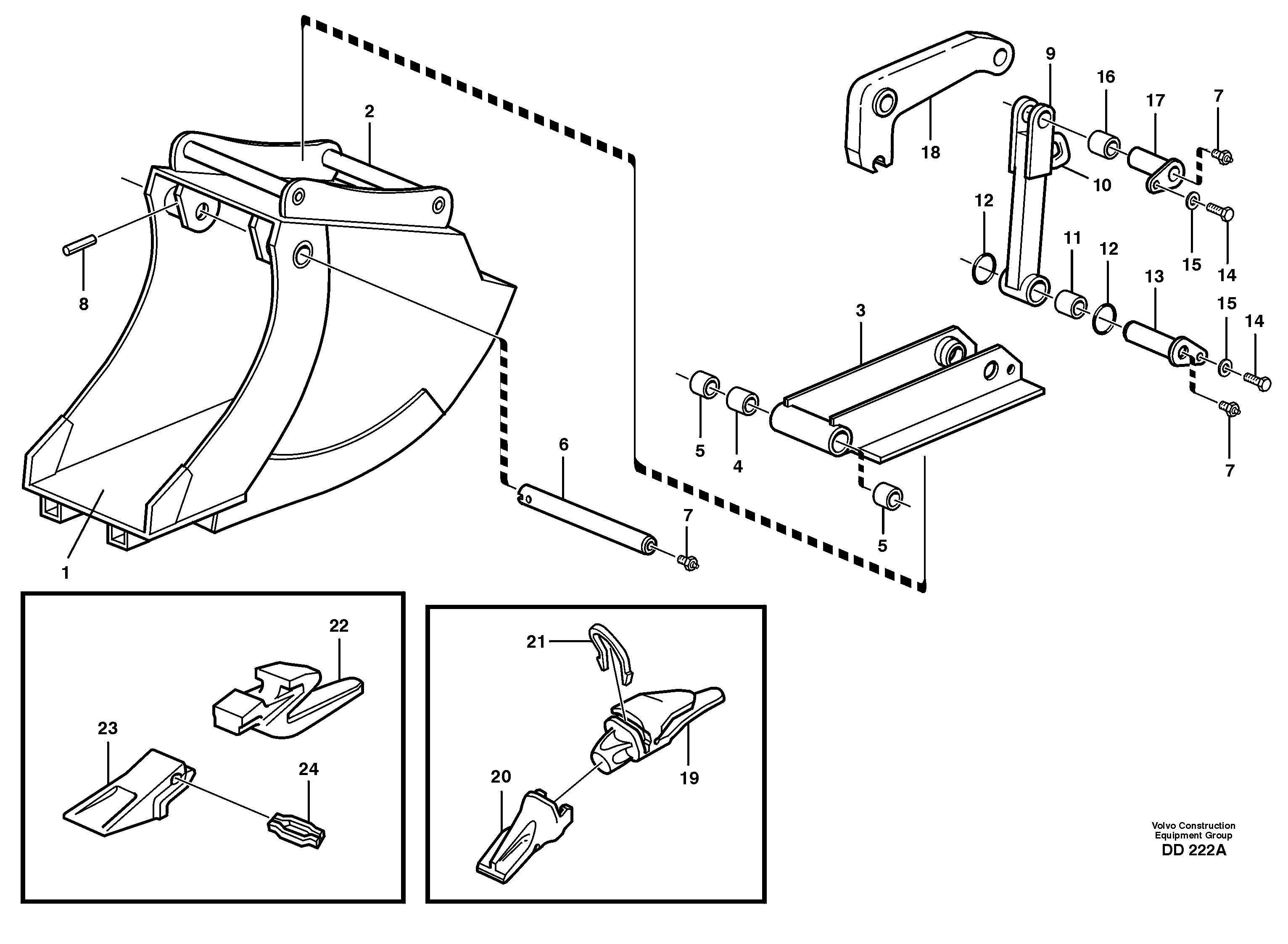 Схема запчастей Volvo EC200 - 33473 Cable bucket ATTACHMENTS ATTACHMENTS BUCKETS