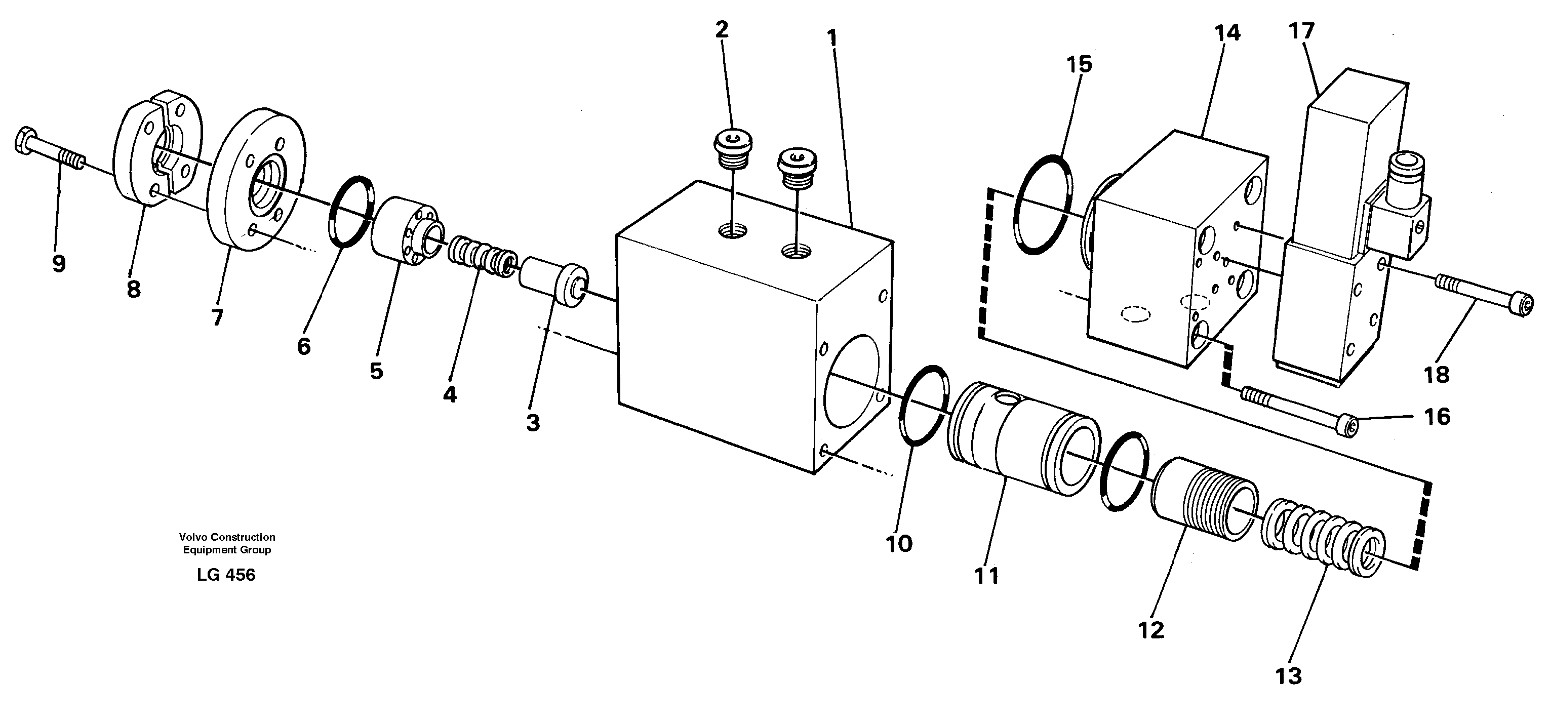 Схема запчастей Volvo EC200 - 18594 Клапан предохранительный (разгрузочный, сброса давления) EC200 SER NO 2760-