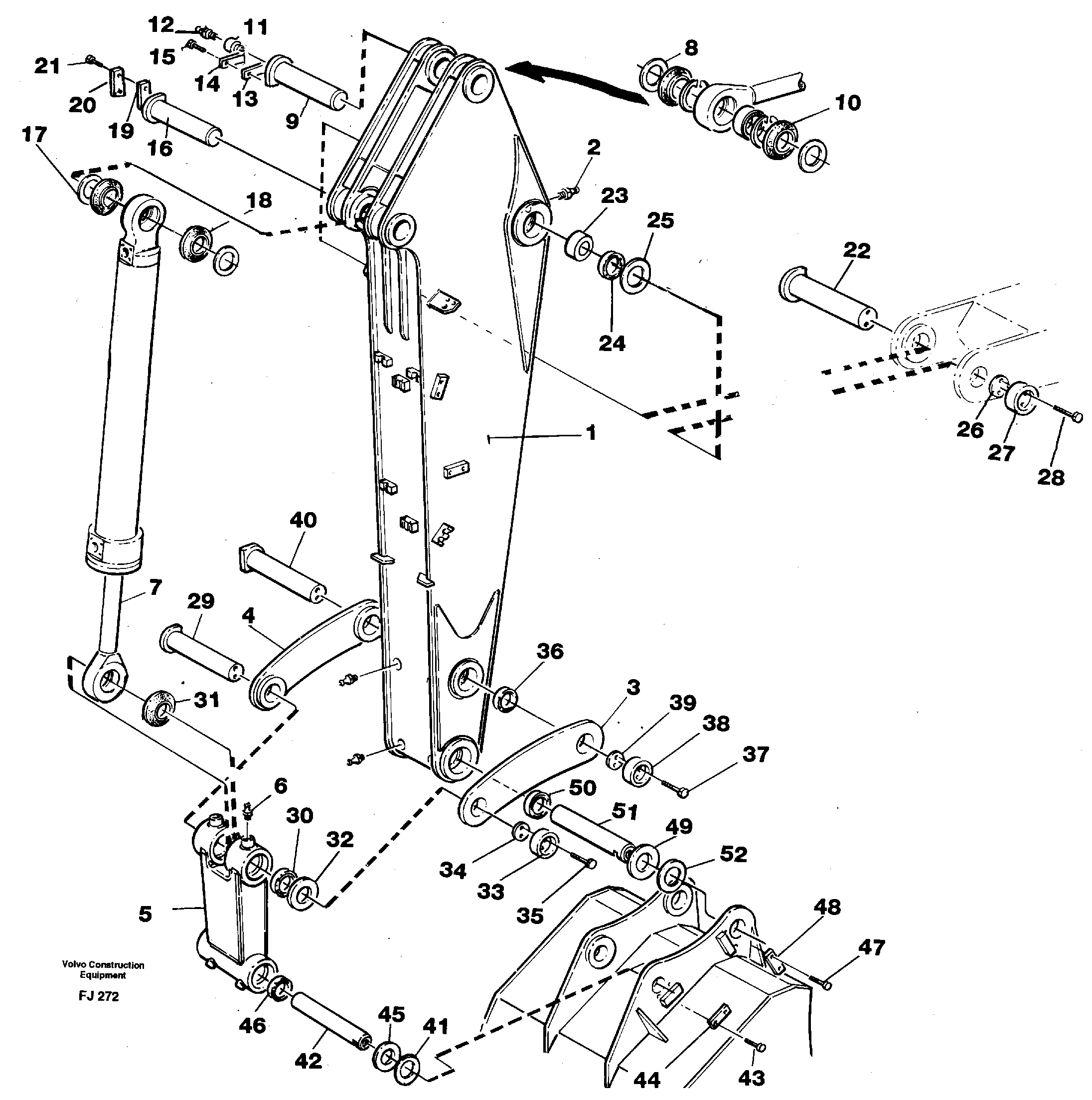 Схема запчастей Volvo EC200 - 50149 Backhoe dipper arm 2.4m EC200 ?KERMAN ?KERMAN EC200