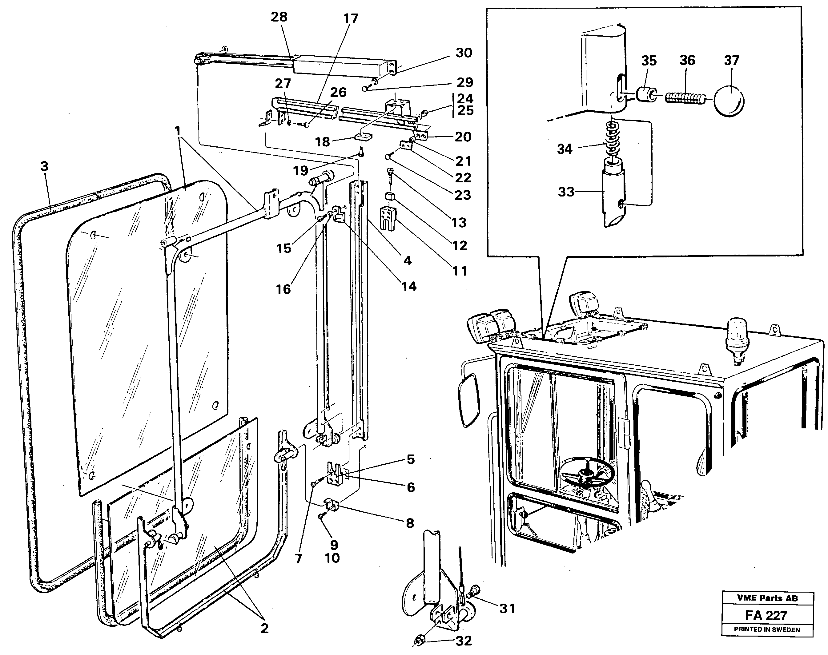 Схема запчастей Volvo EC230B - 27027 Front window Lifting device EC230B ?KERMAN ?KERMAN EC230B