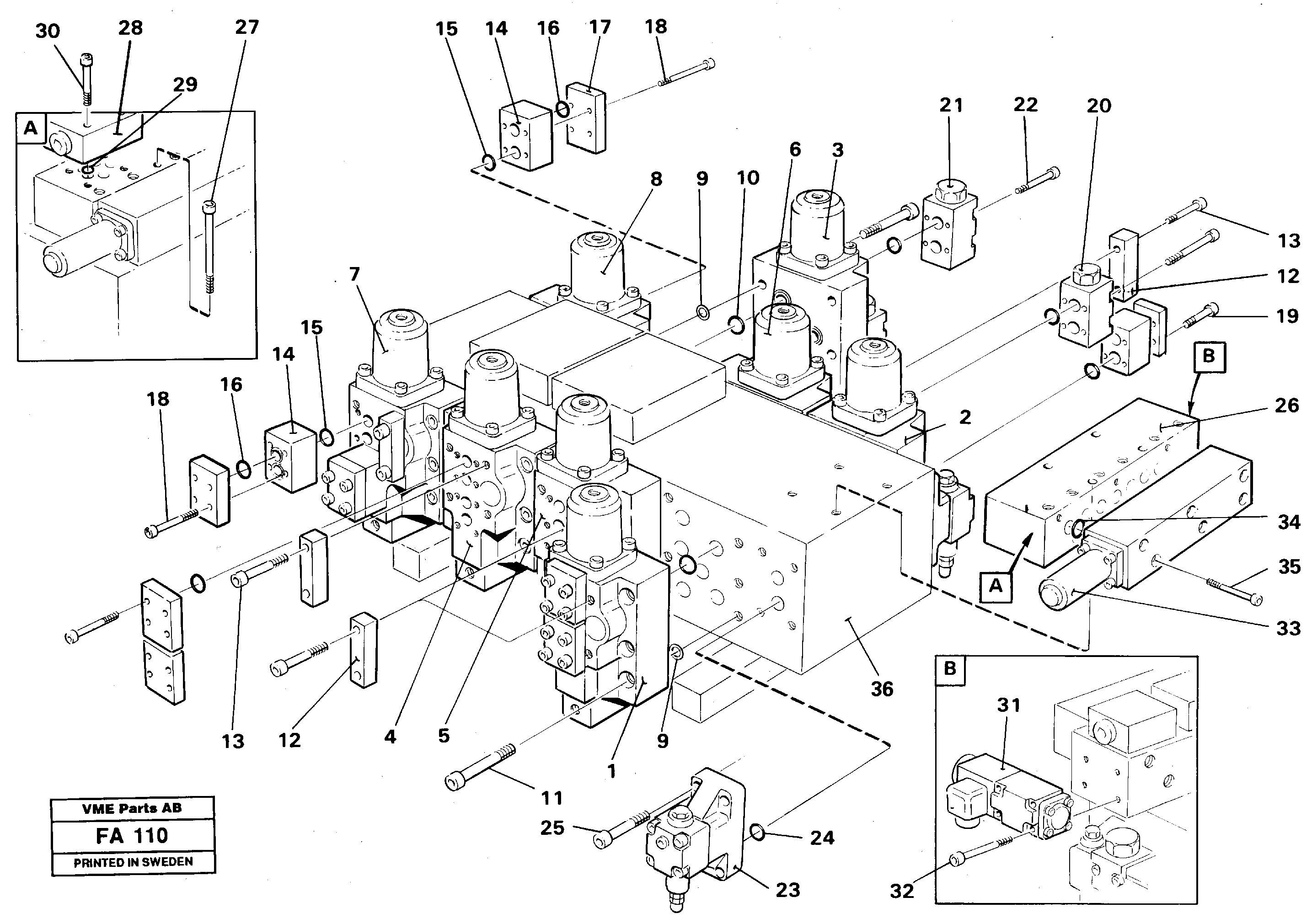 Схема запчастей Volvo EC230B - 3556 Main valve block, valves EC230B ?KERMAN ?KERMAN EC230B