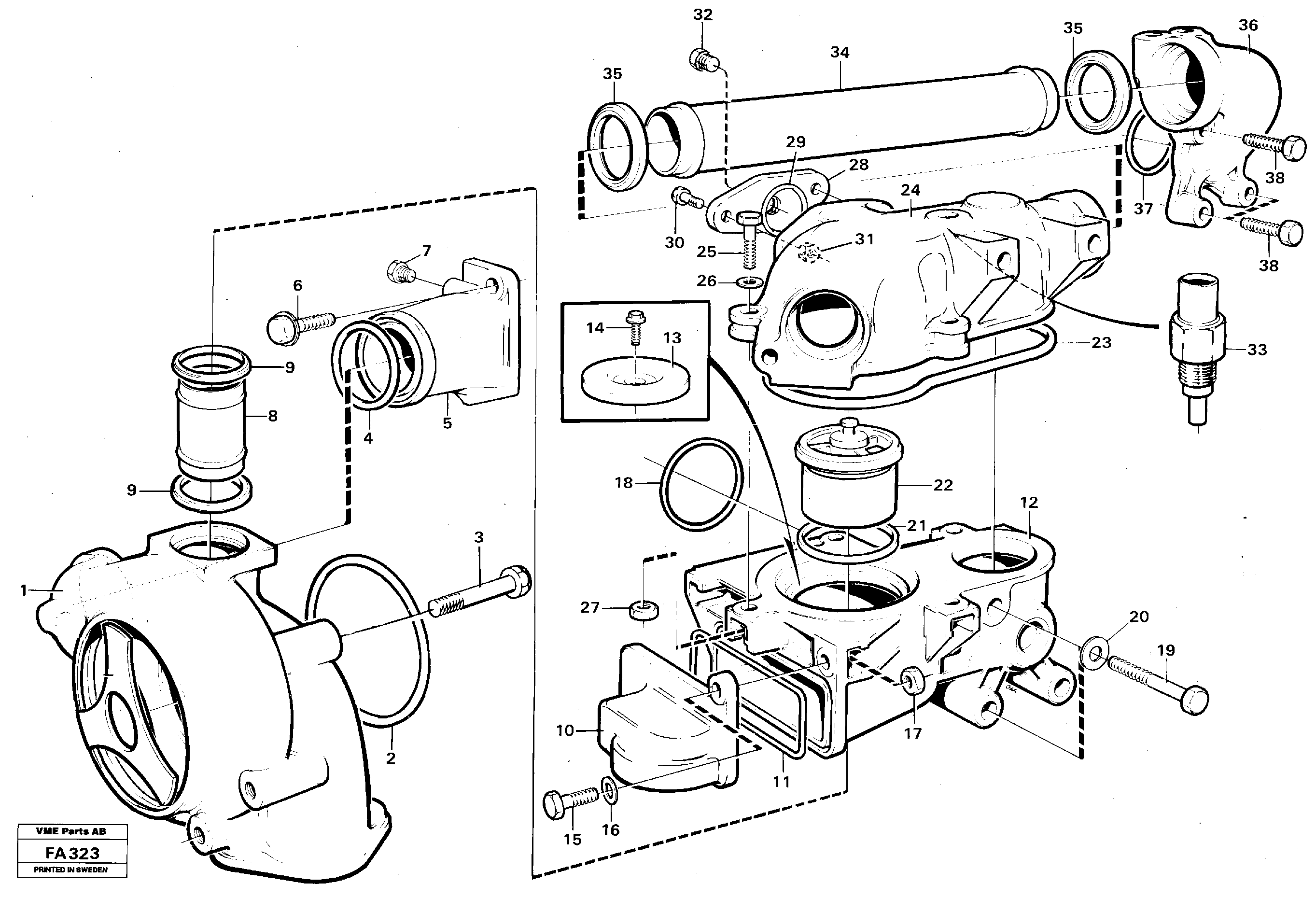 Схема запчастей Volvo EC230B - 12560 Water pump and thermostat EC230B ?KERMAN ?KERMAN EC230B