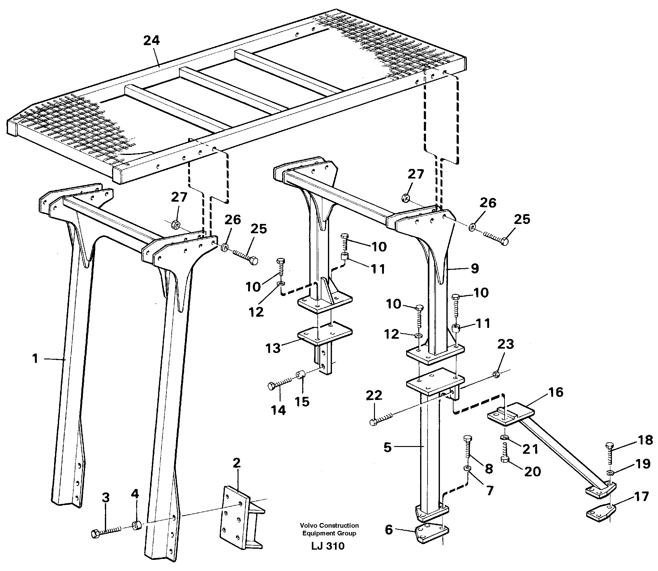 Схема запчастей Volvo EC230B - 948 Protection over drivers cab EC230B SER NO 5252-