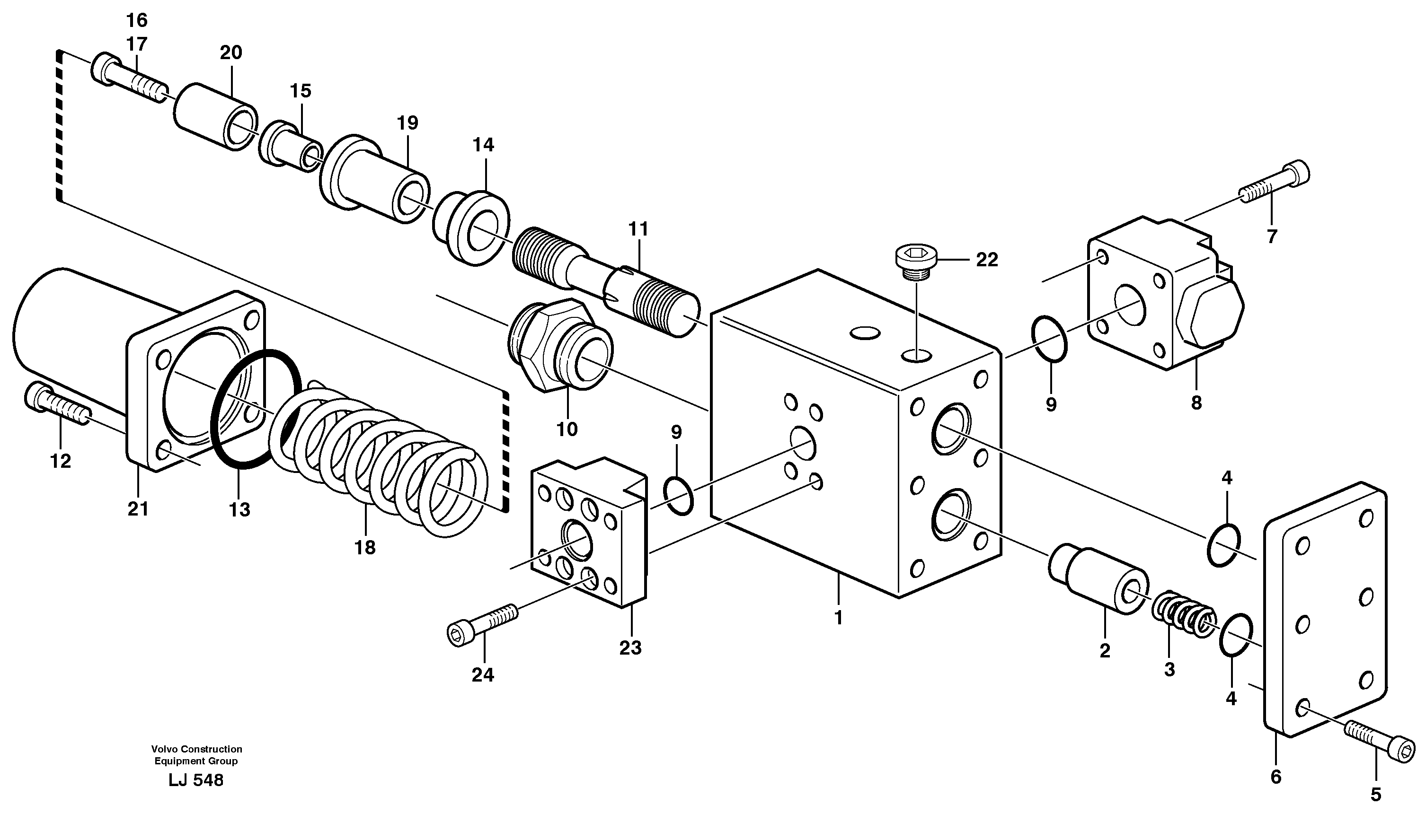 Схема запчастей Volvo EC230B - 106975 Hose rupture valve, dipper arm cylinder EC230B SER NO 5252-