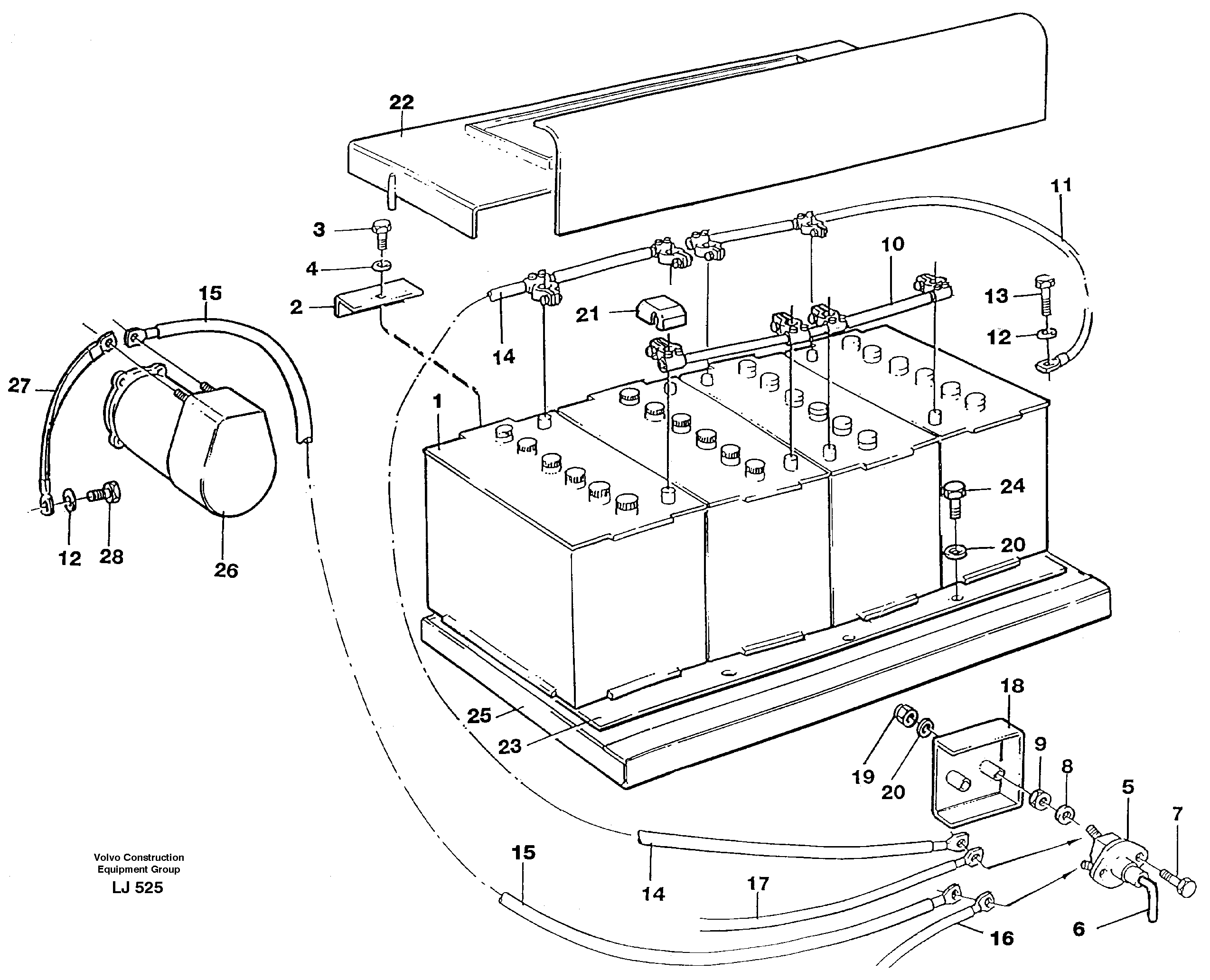 Схема запчастей Volvo EC230B - 46498 Battery, assembly EC230B SER NO 5252-