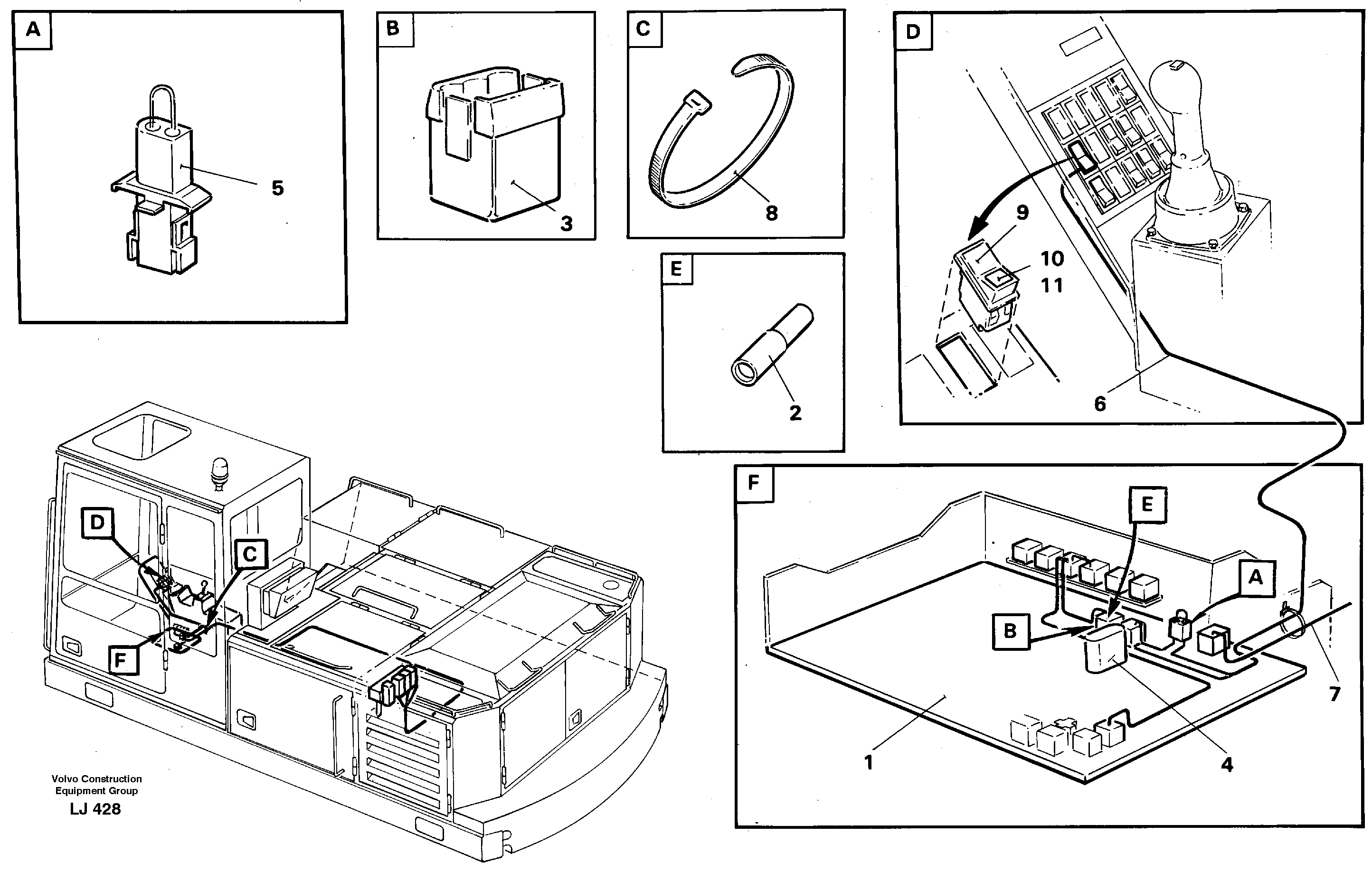 Схема запчастей Volvo EC230B - 41384 Electric inst. of hammer/shears for adj. boom in base machine EC230B SER NO 5252-