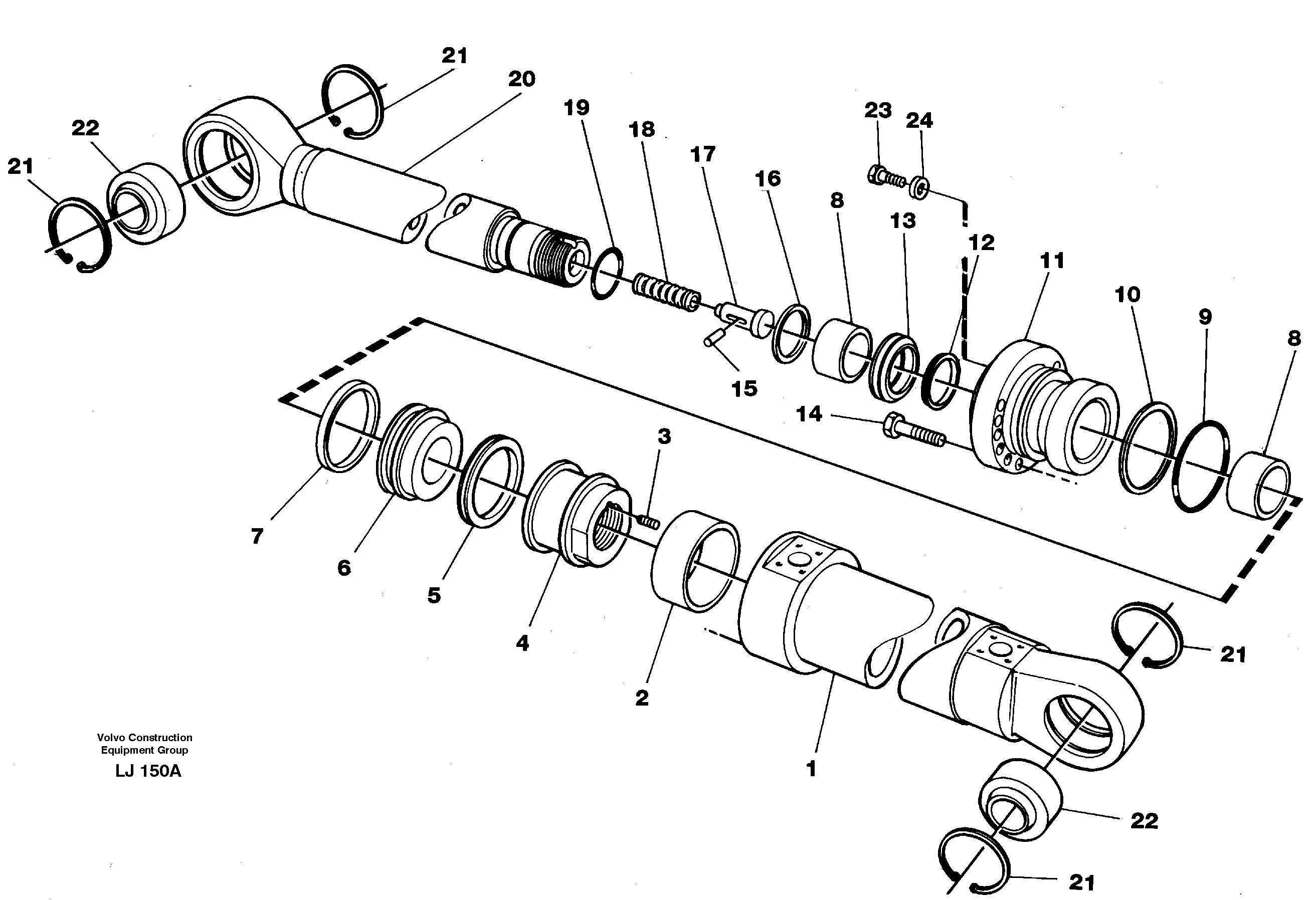 Схема запчастей Volvo EC230B - 28499 Цилиндр ковша EC230B SER NO 5252-
