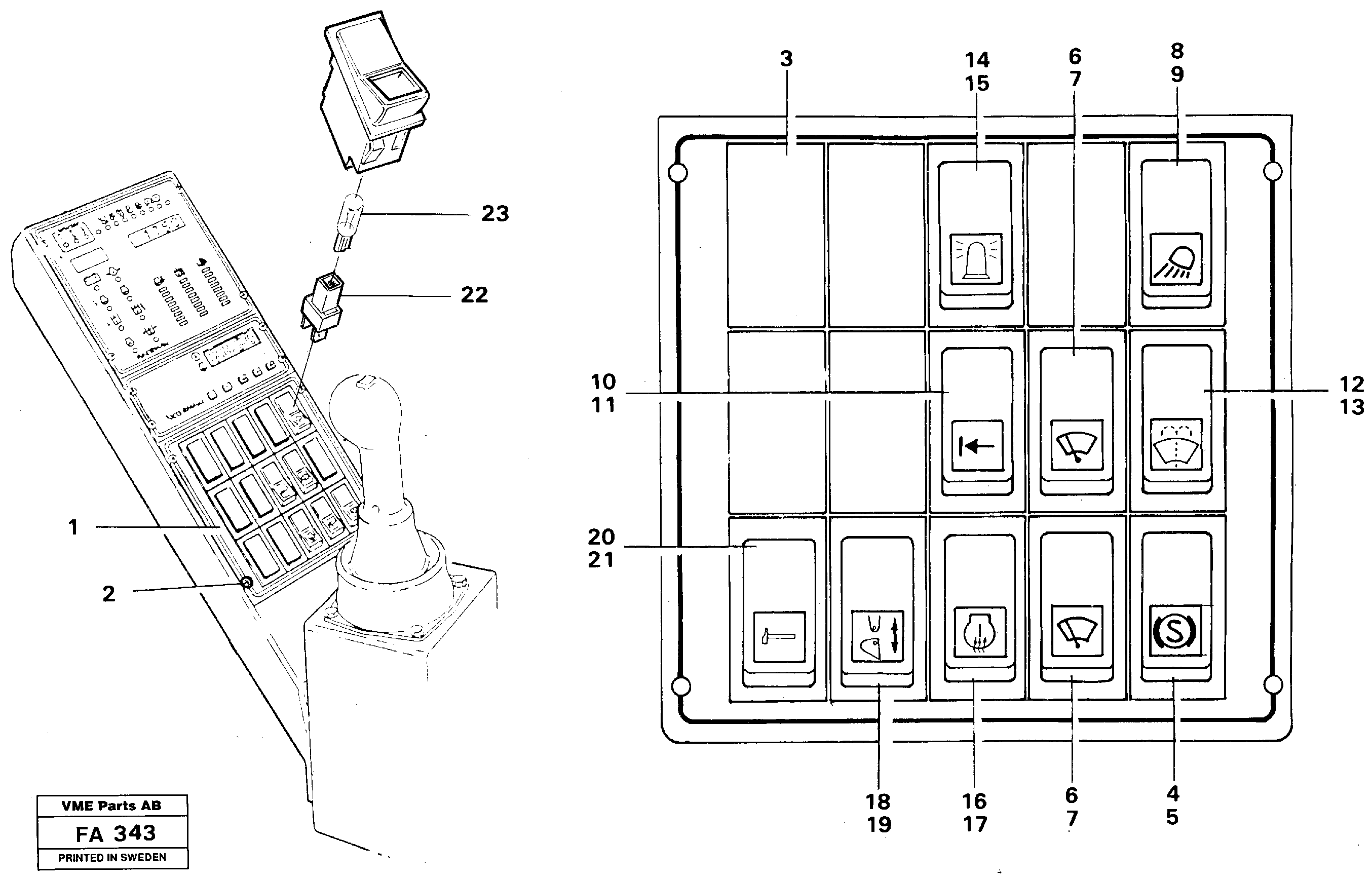 Схема запчастей Volvo EC230B - 32345 Switch panel EC230B ?KERMAN ?KERMAN EC230B
