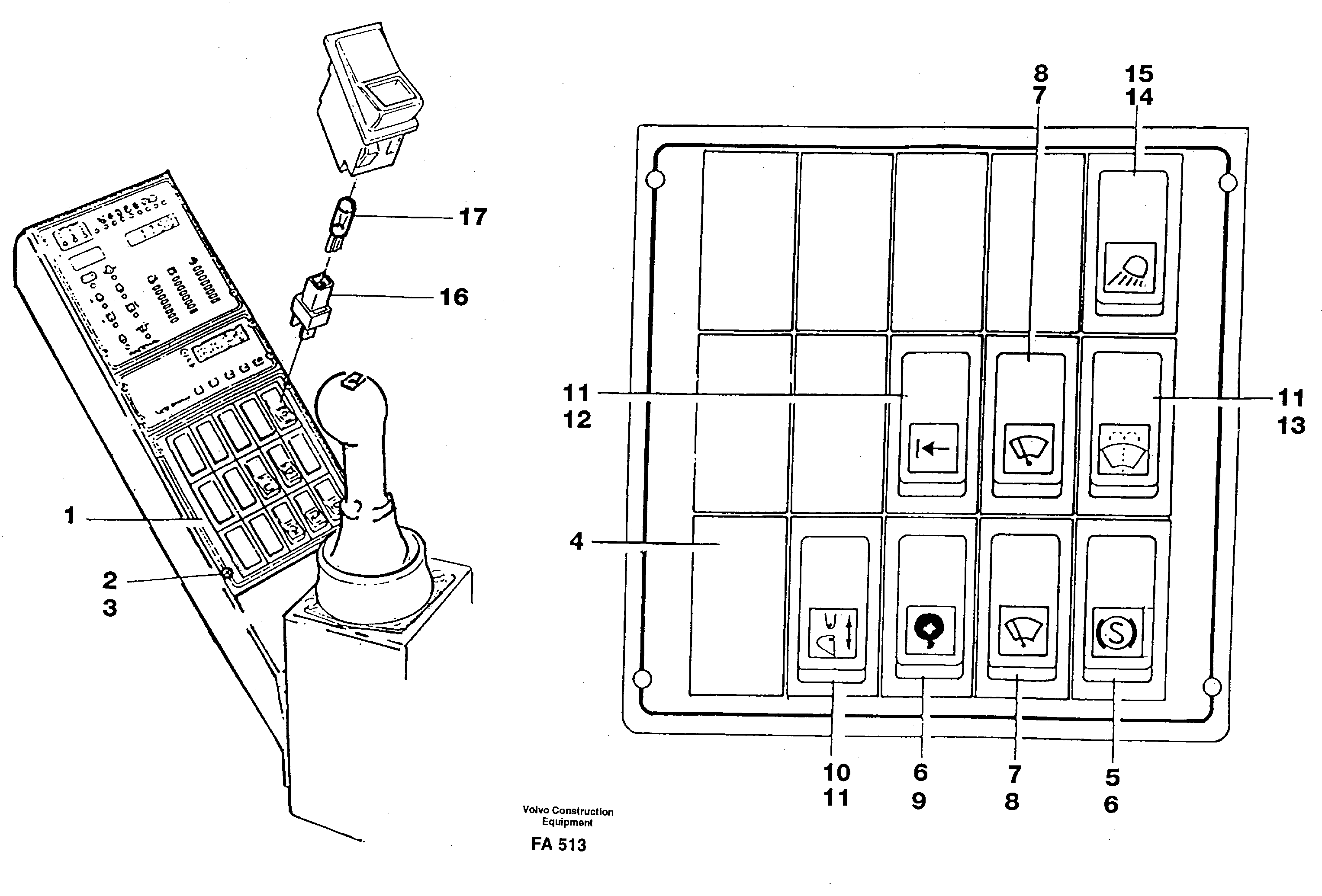 Схема запчастей Volvo EC230B - 62151 Switch panel EC230B ?KERMAN ?KERMAN EC230B