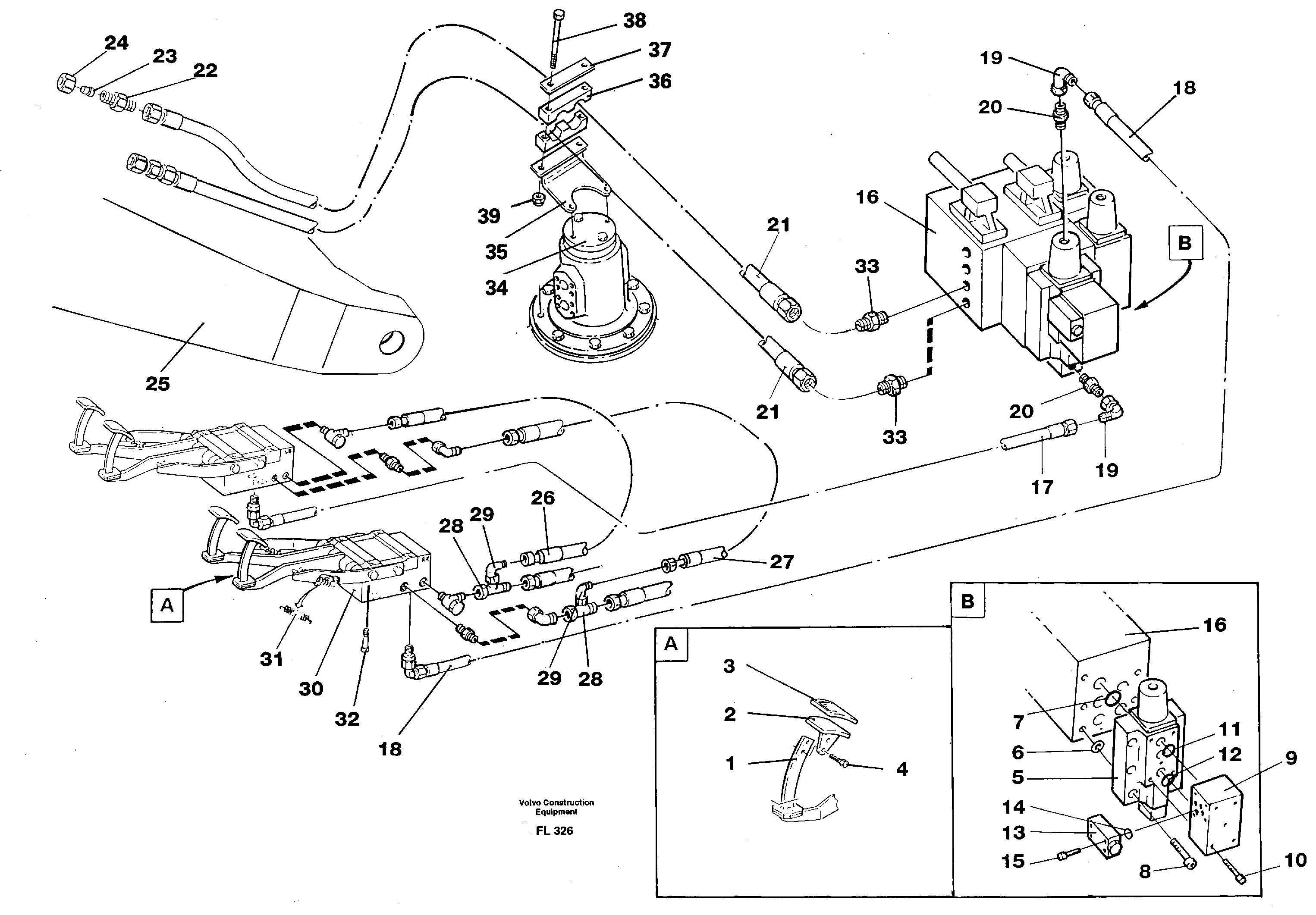 Схема запчастей Volvo EC450 - 52616 Slope bucket/rotating grab hydraulics in base machine EC450 ?KERMAN ?KERMAN EC450 SER NO - 1781
