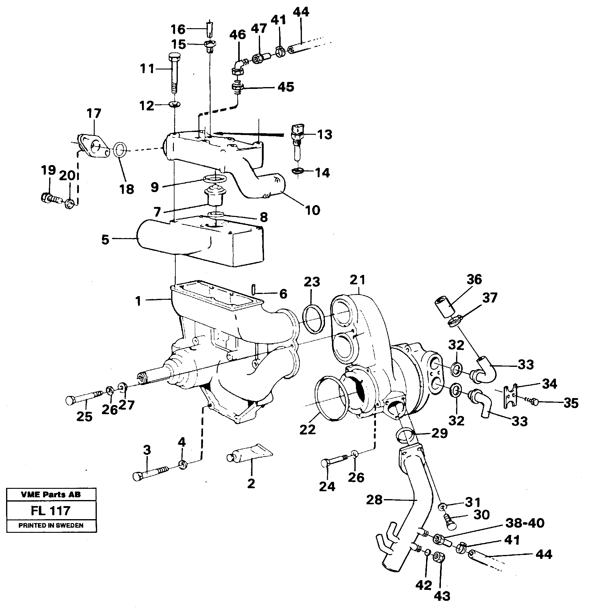 Схема запчастей Volvo EC450 - 94703 Thermostat housing EC450 ?KERMAN ?KERMAN EC450 SER NO - 1781
