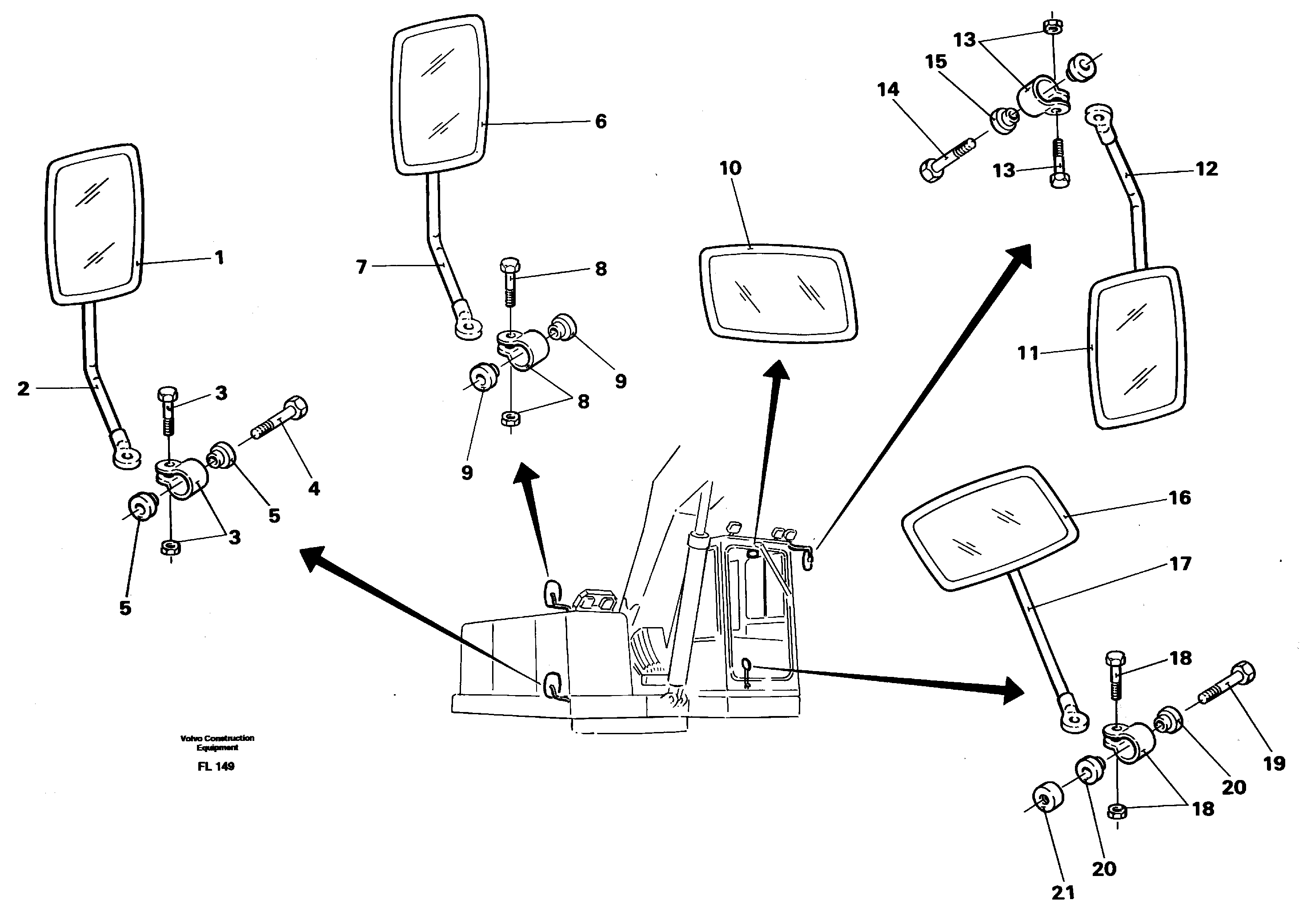 Схема запчастей Volvo EC450 - 49817 Rear view mirror EC450 ?KERMAN ?KERMAN EC450 SER NO - 1781