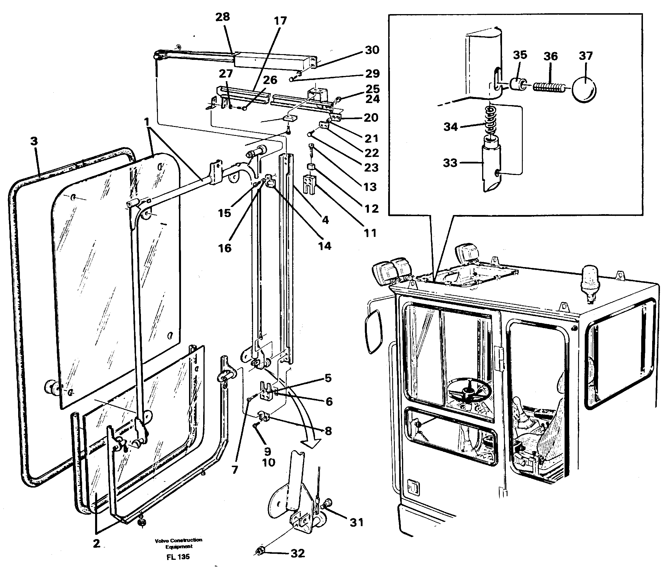 Схема запчастей Volvo EC450 - 32602 Front window Lifting device EC450 ?KERMAN ?KERMAN EC450 SER NO - 1781