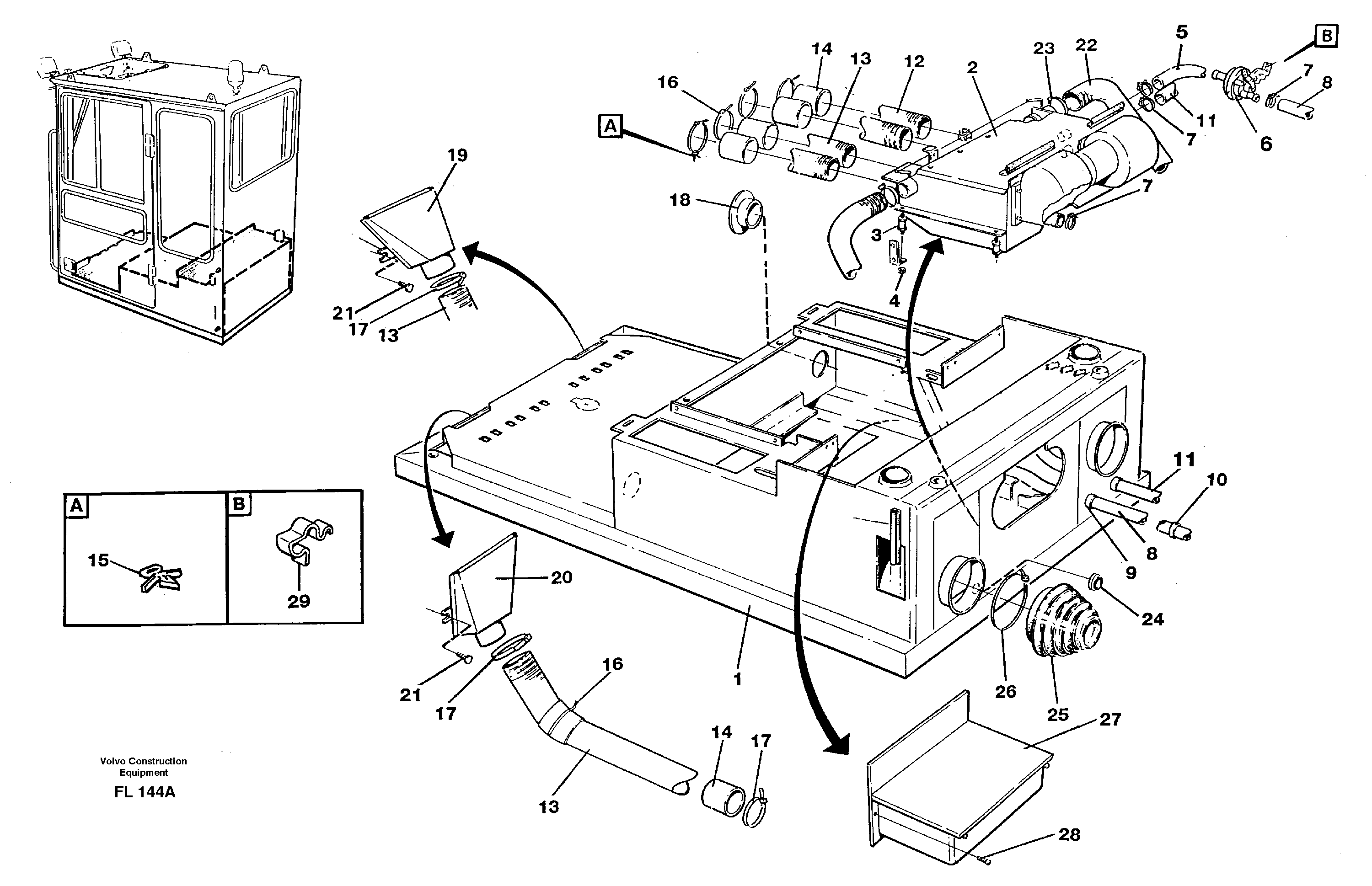 Схема запчастей Volvo EC450 - 84825 Cab heater with fitting parts EC450 ?KERMAN ?KERMAN EC450 SER NO - 1781