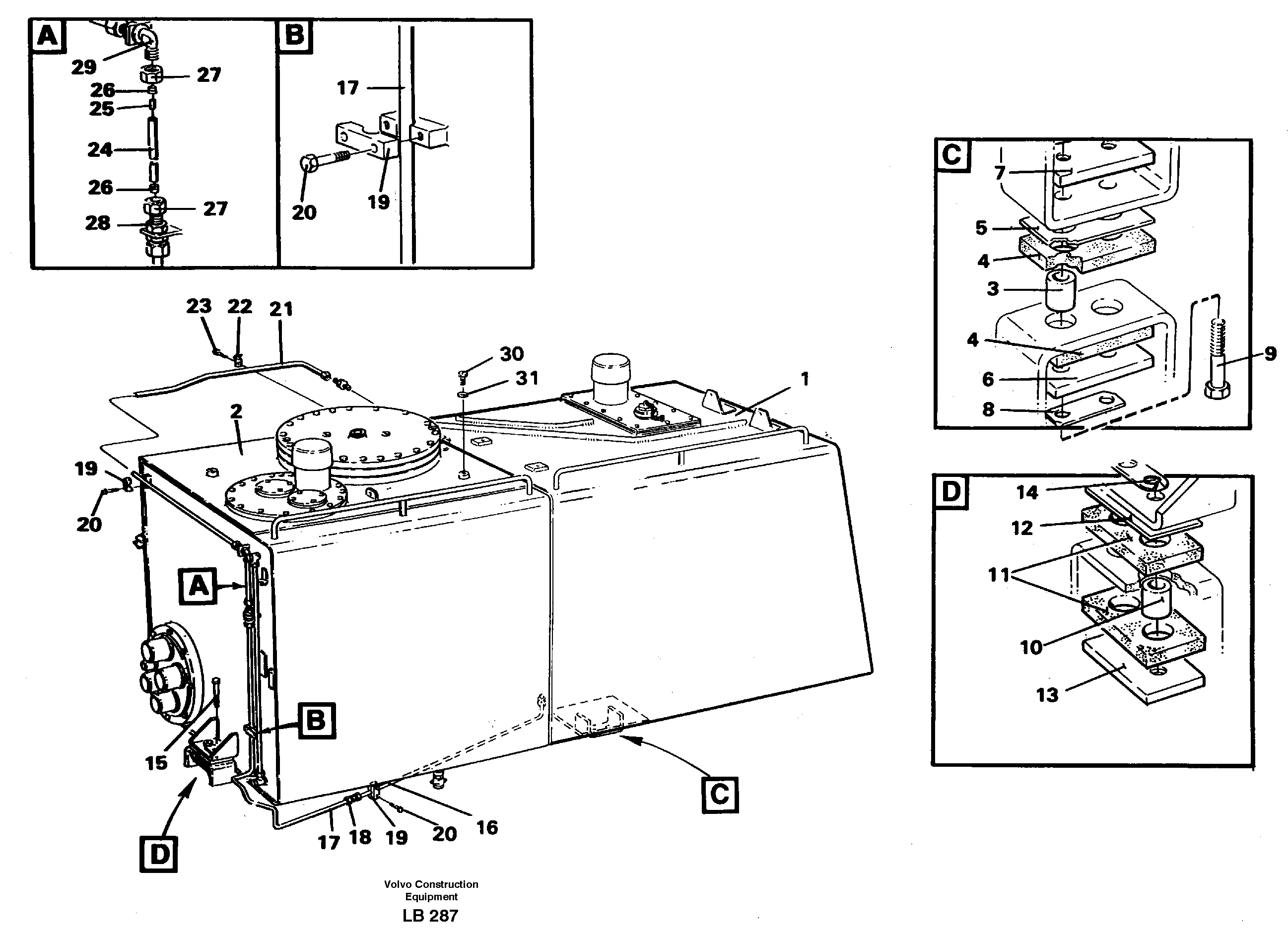 Схема запчастей Volvo EC450 - 49322 Fuel tank with fitting parts EC450 SER NO 1782-1909