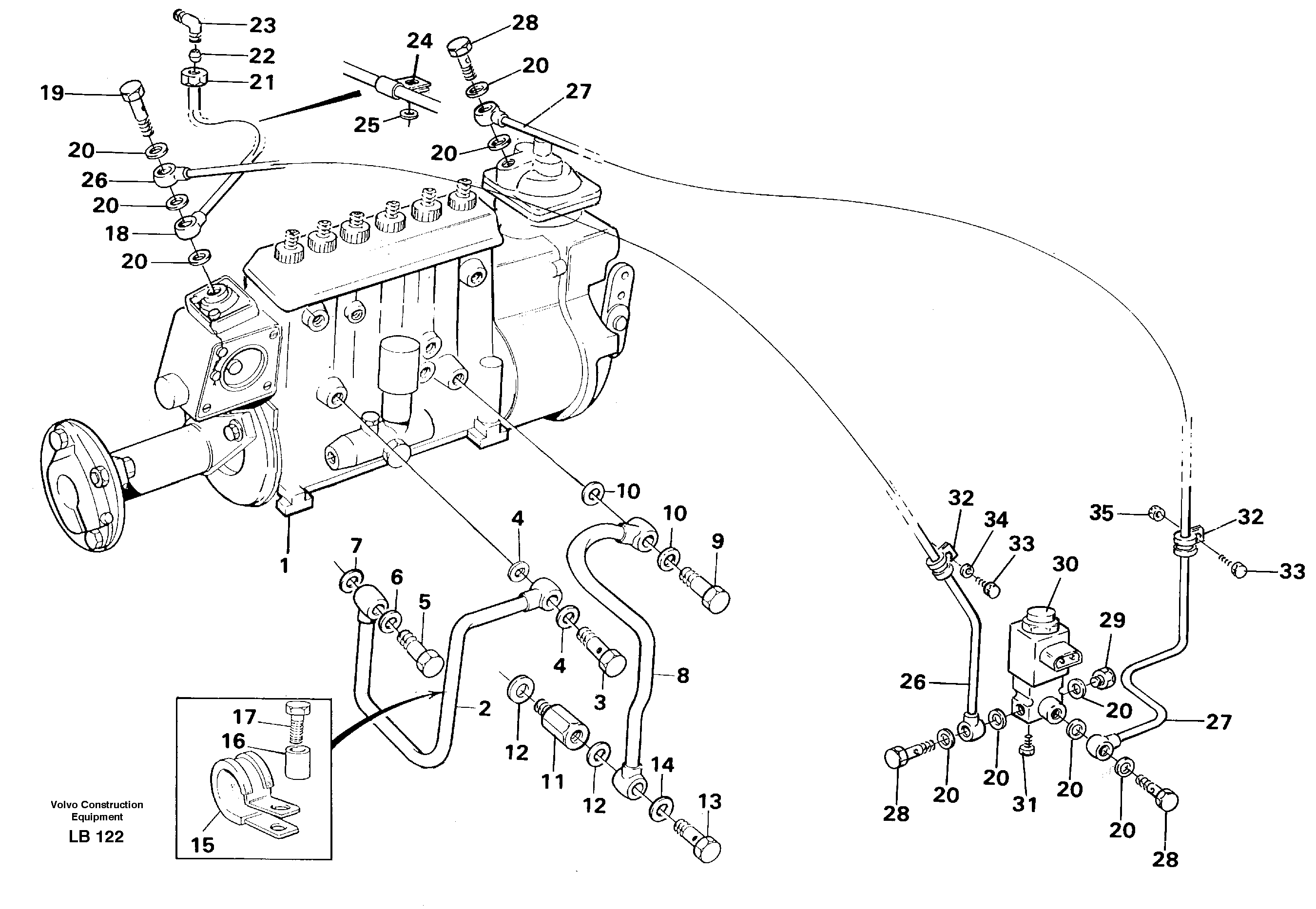 Схема запчастей Volvo EC450 - 102725 Injection pump: lubricating pipe EC450 SER NO 1782-1909