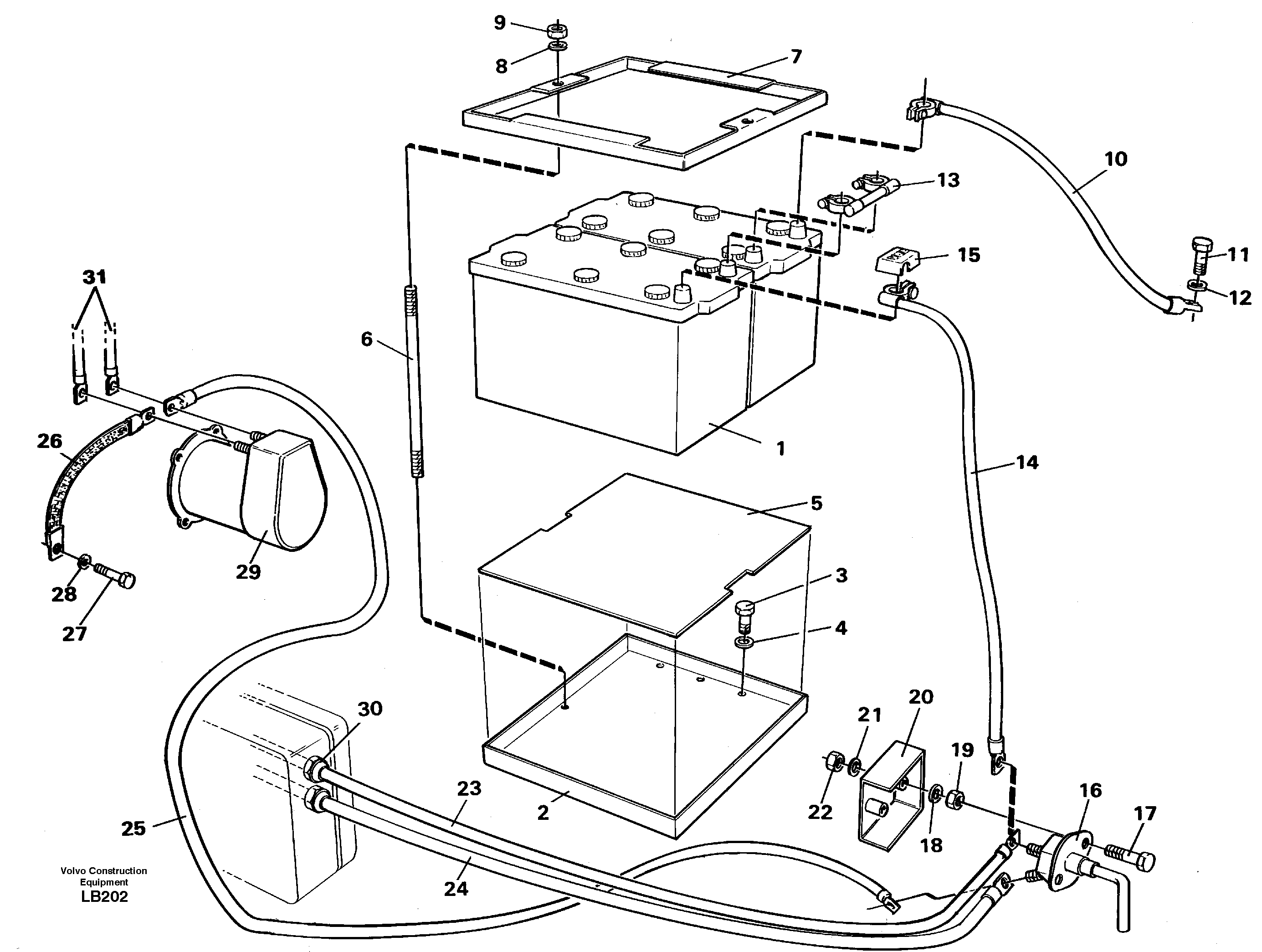 Схема запчастей Volvo EC450 - 43011 Battery, with assembling details EC450 SER NO 1782-1909