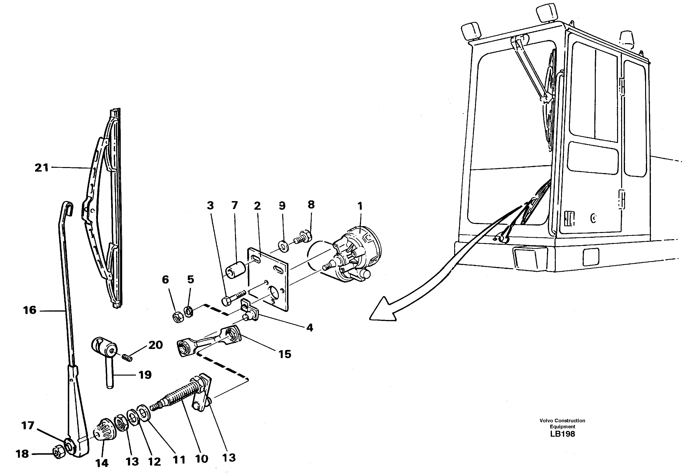 Схема запчастей Volvo EC450 - 17202 Windscreen wiper, lower EC450 SER NO 1782-1909