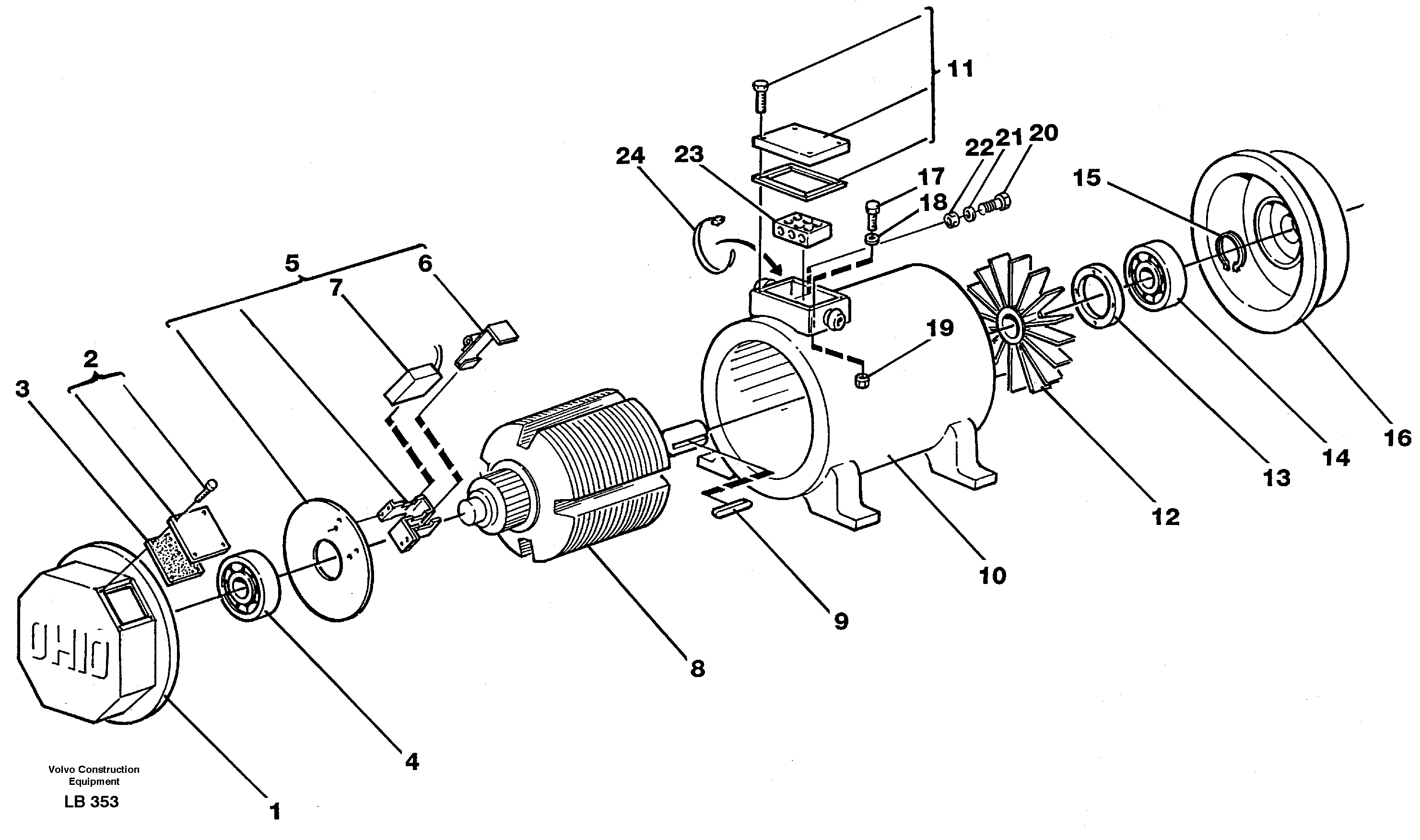 Схема запчастей Volvo EC450 - 40323 Magnet equipment Ohio, alternator 25 kw EC450 SER NO 1782-1909