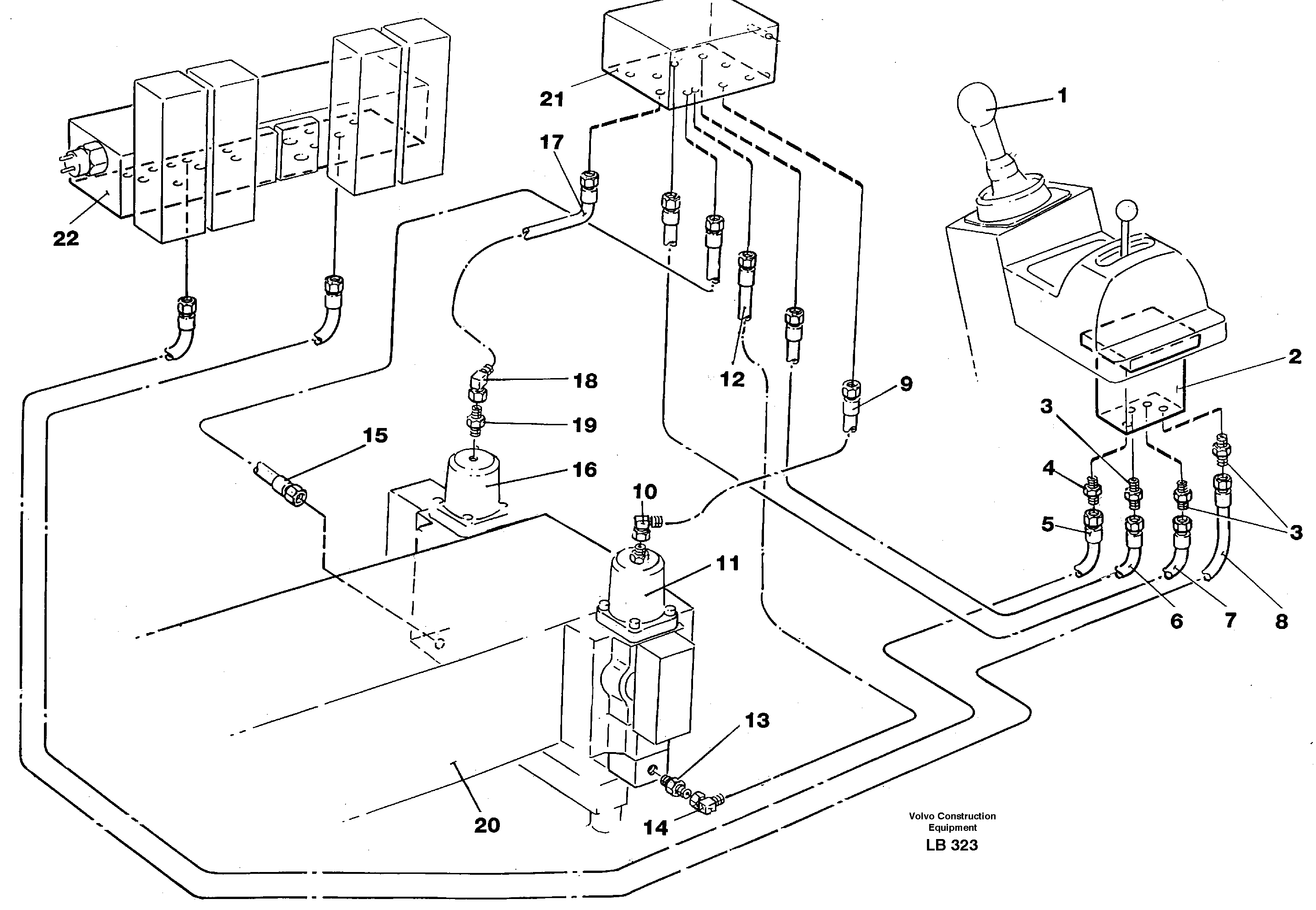 Схема запчастей Volvo EC450 - 45196 Servo hydraulics, slewing of Excavator EC450 SER NO 1782-1909