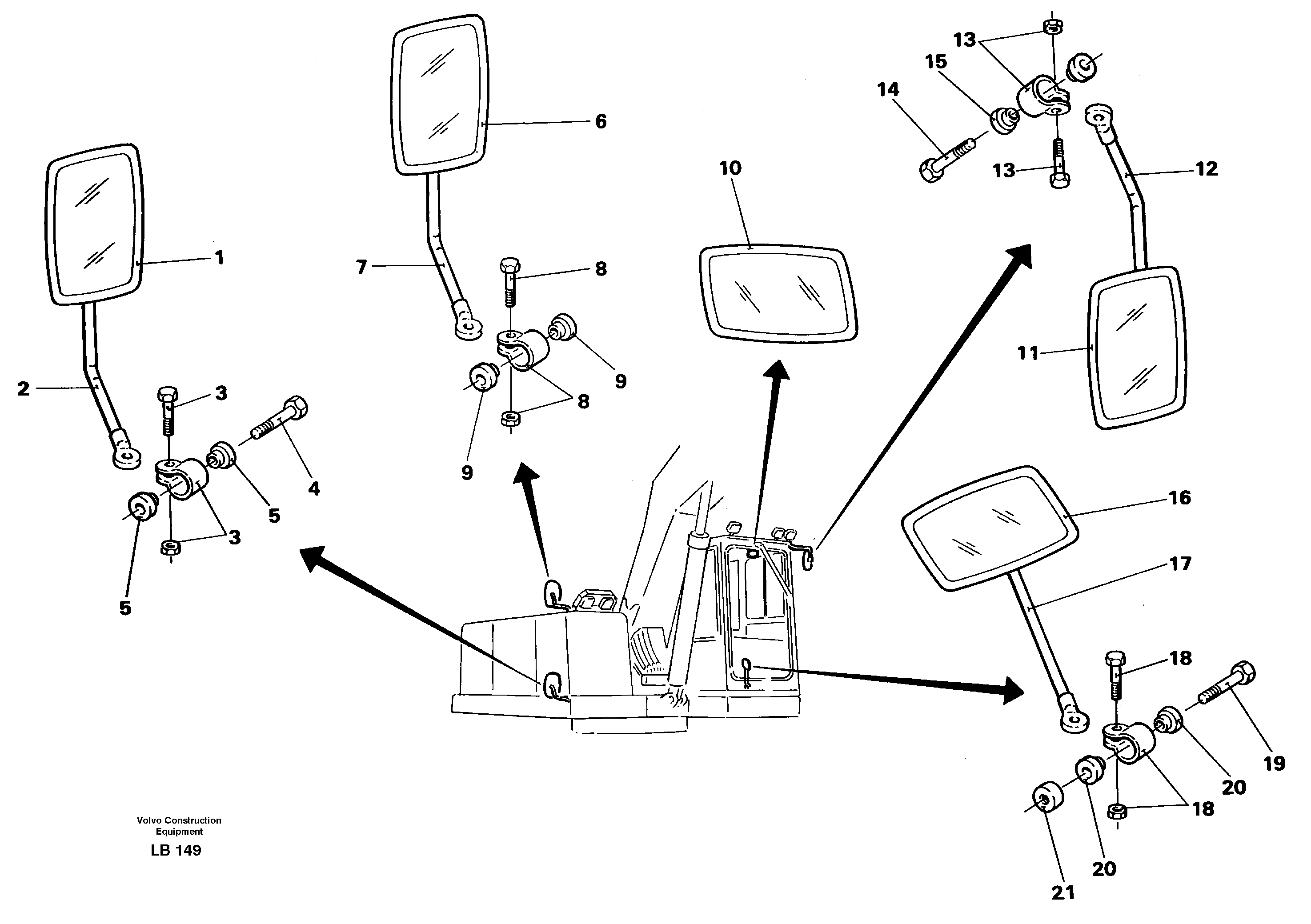 Схема запчастей Volvo EC450 - 47351 Rear view mirror EC450 SER NO 1782-1909