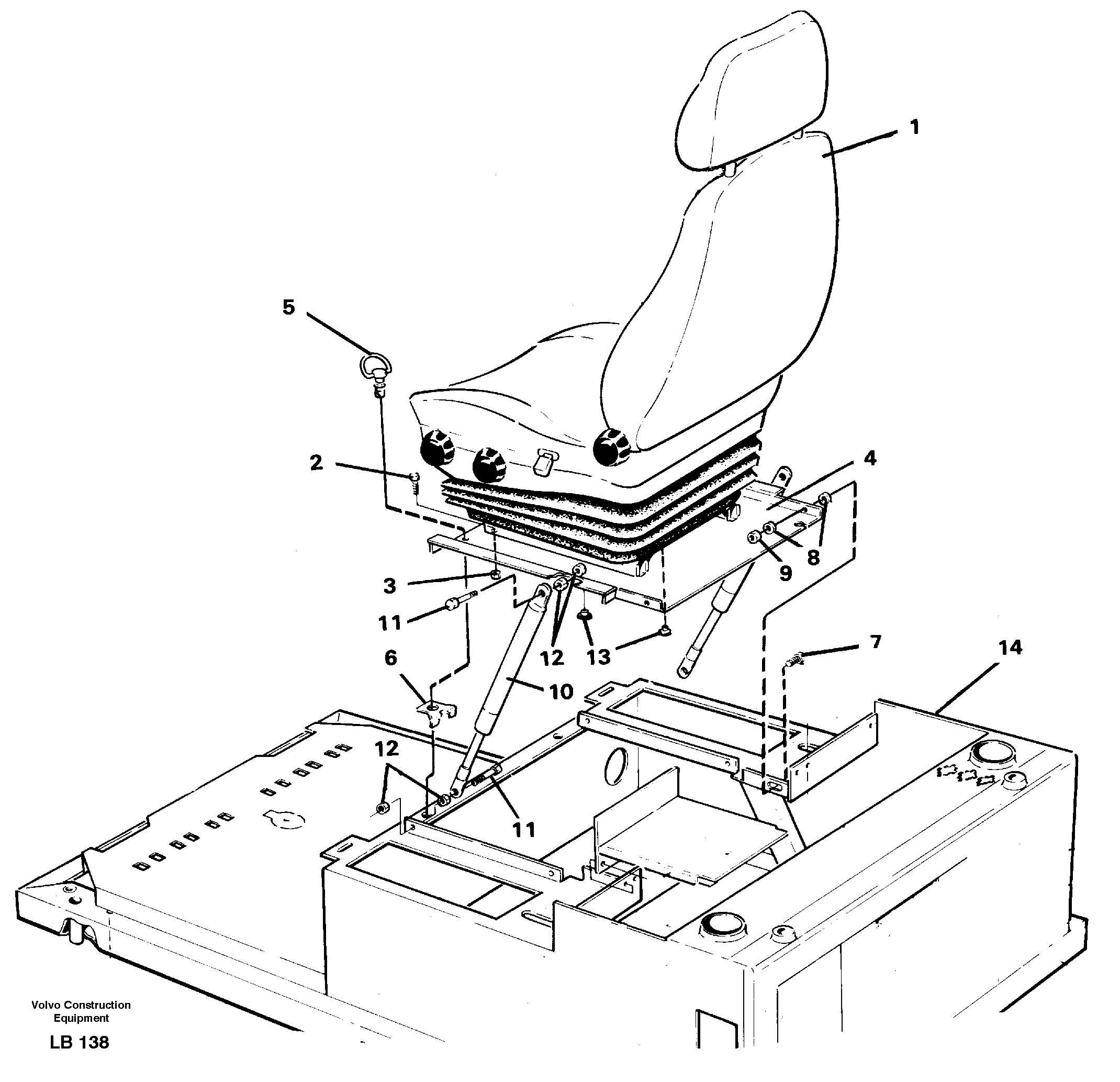 Схема запчастей Volvo EC450 - 43547 Operator seat with fitting parts EC450 SER NO 1782-1909