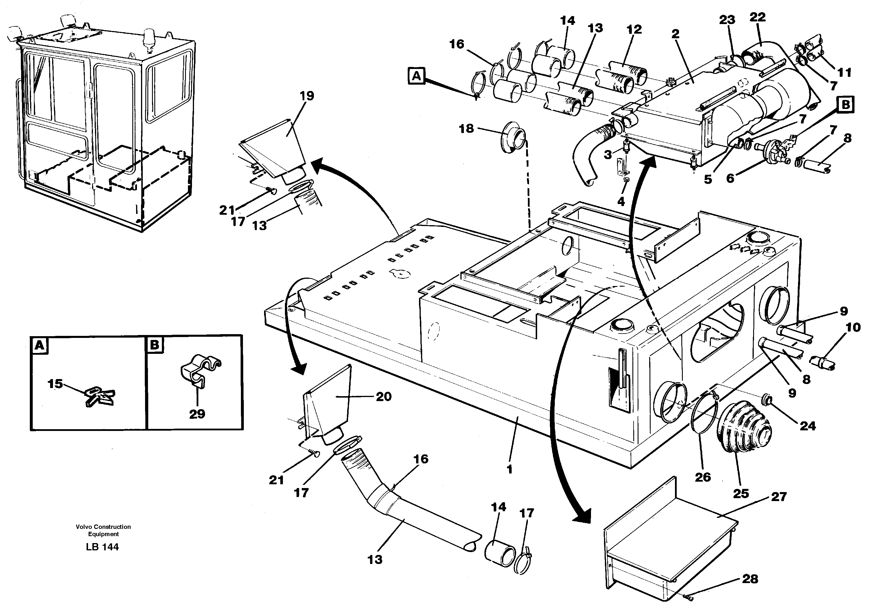 Схема запчастей Volvo EC450 - 85625 Cab heater with fitting parts EC450 SER NO 1782-1909