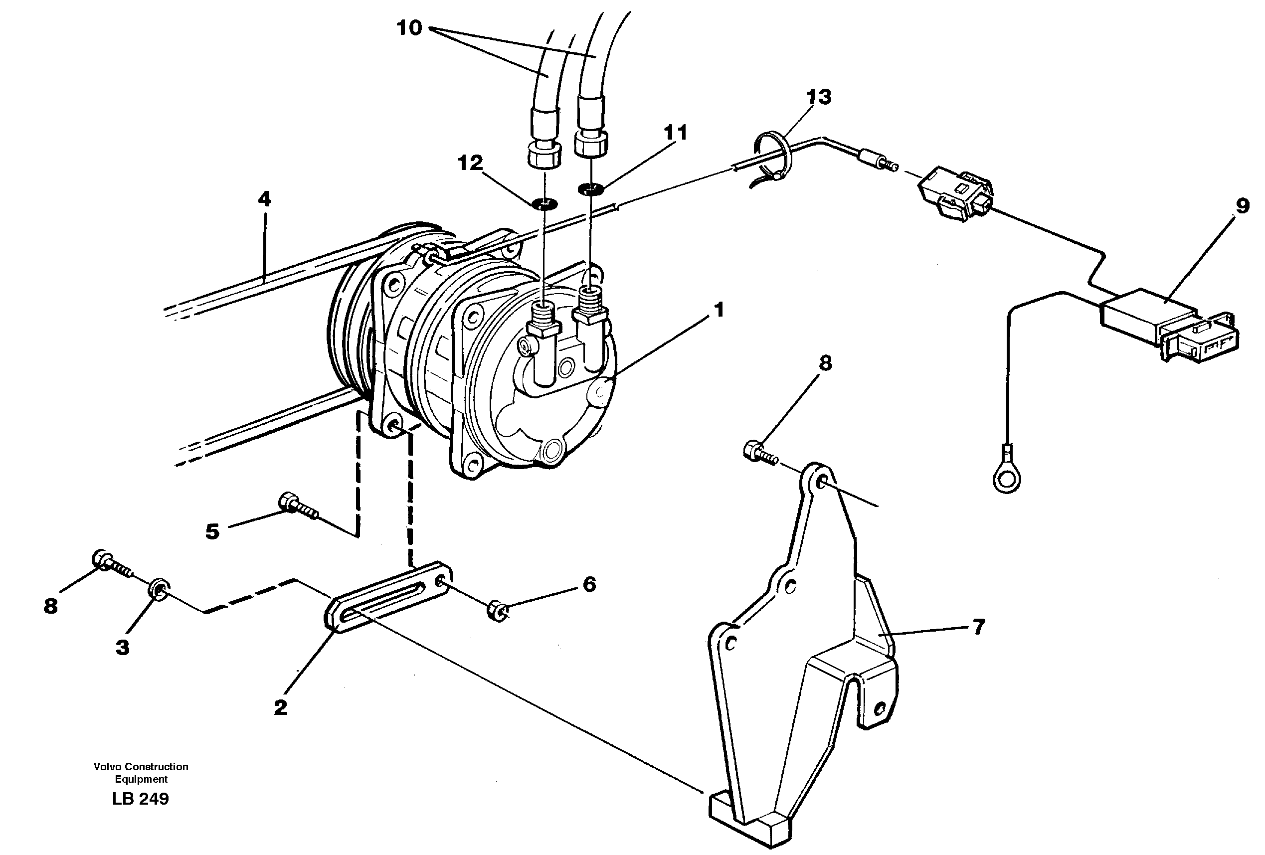 Схема запчастей Volvo EC450 - 43570 Compressor with fitting parts, cooling agent R134a EC450 SER NO 1782-1909