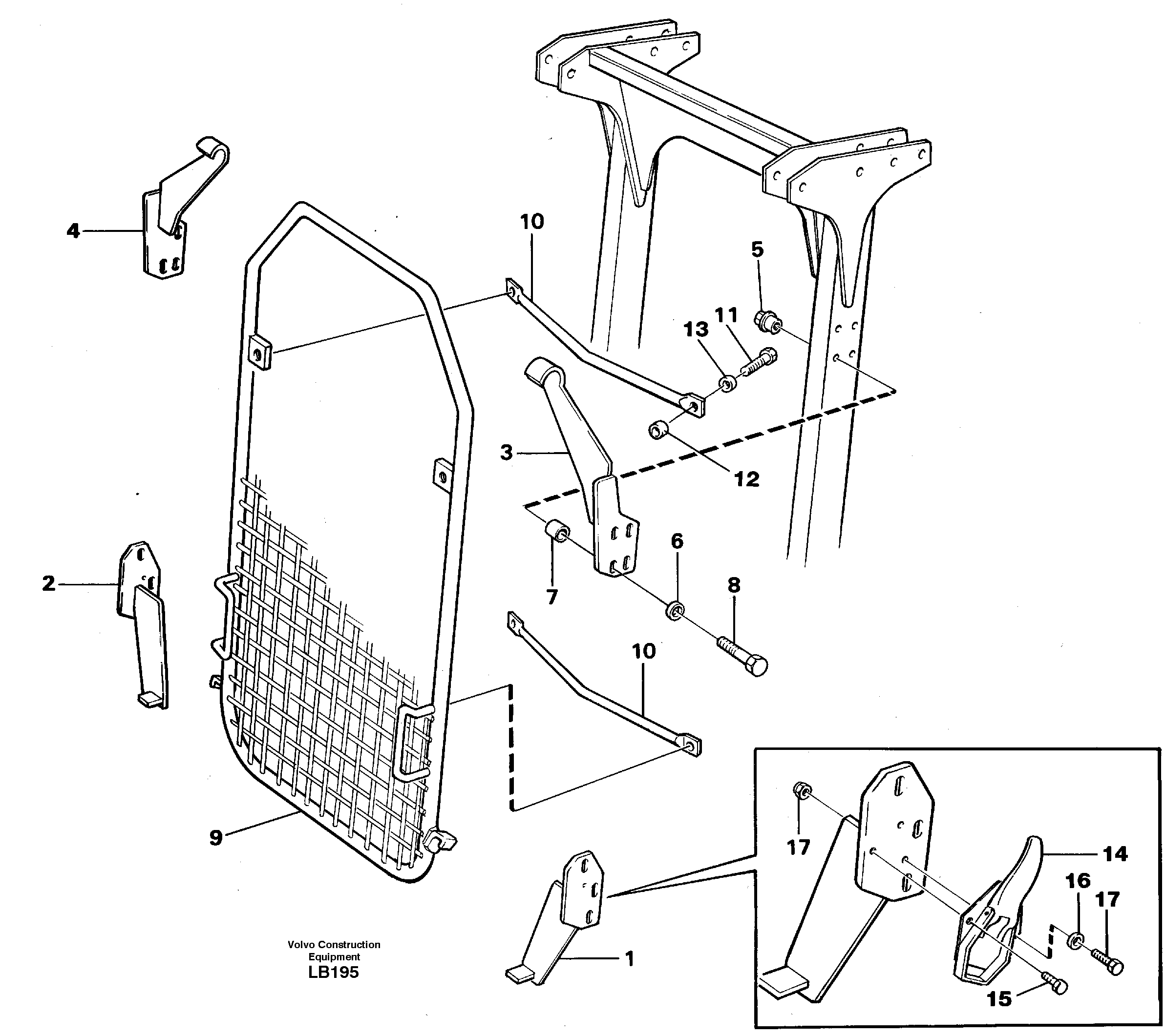 Схема запчастей Volvo EC450 - 58997 Windscreen protection on protection over cab EC450 SER NO 1782-1909