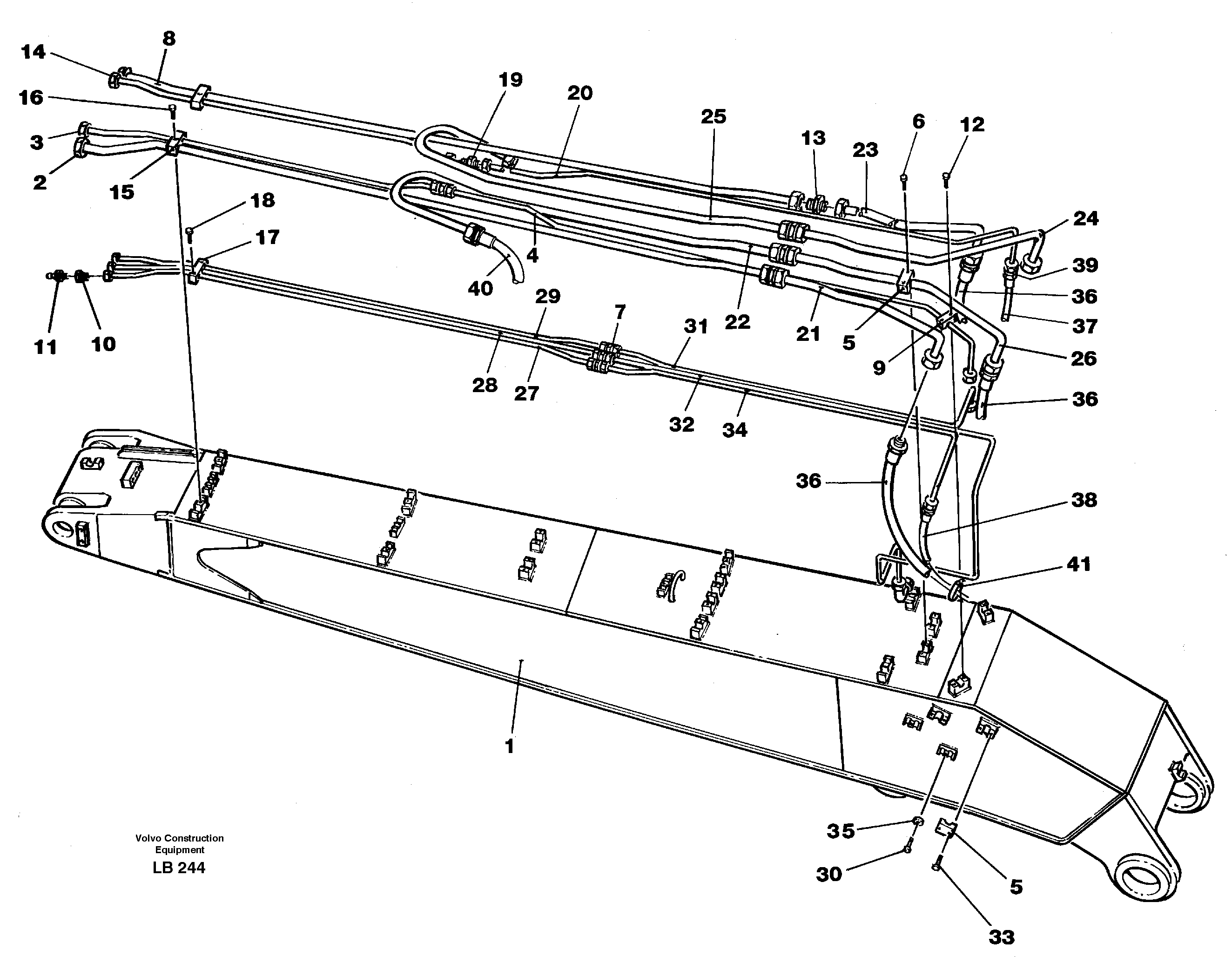 Схема запчастей Volvo EC450 - 37353 Tubes, assembly, handling dipper arm 4.37m EC450 SER NO 1782-1909