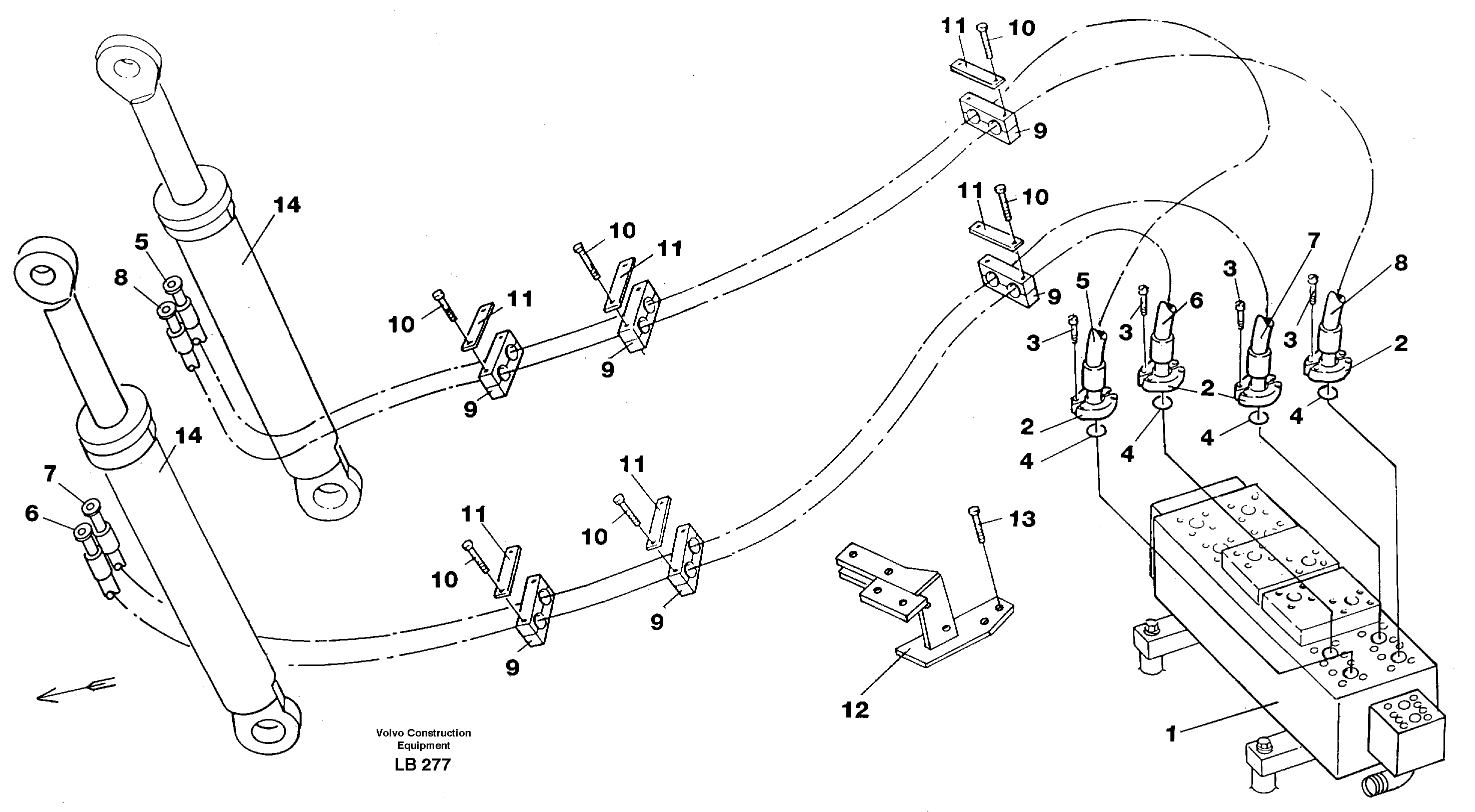 Схема запчастей Volvo EC450 - 43825 Hydraulic system, boom EC450 SER NO 1782-1909
