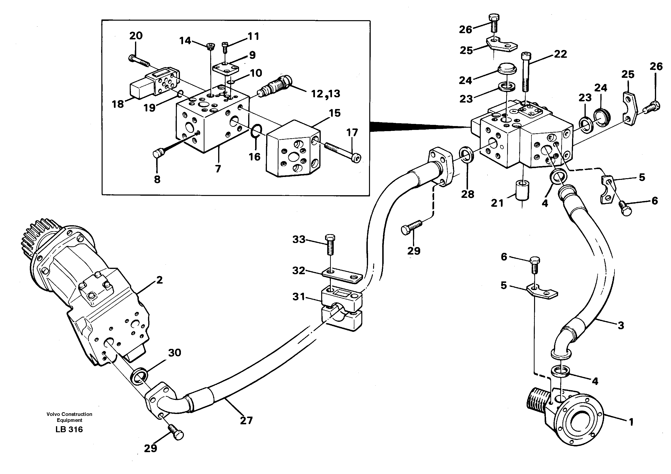 Схема запчастей Volvo EC450 - 91445 Hydraulic system, Feeed line P4 EC450 SER NO 1782-1909