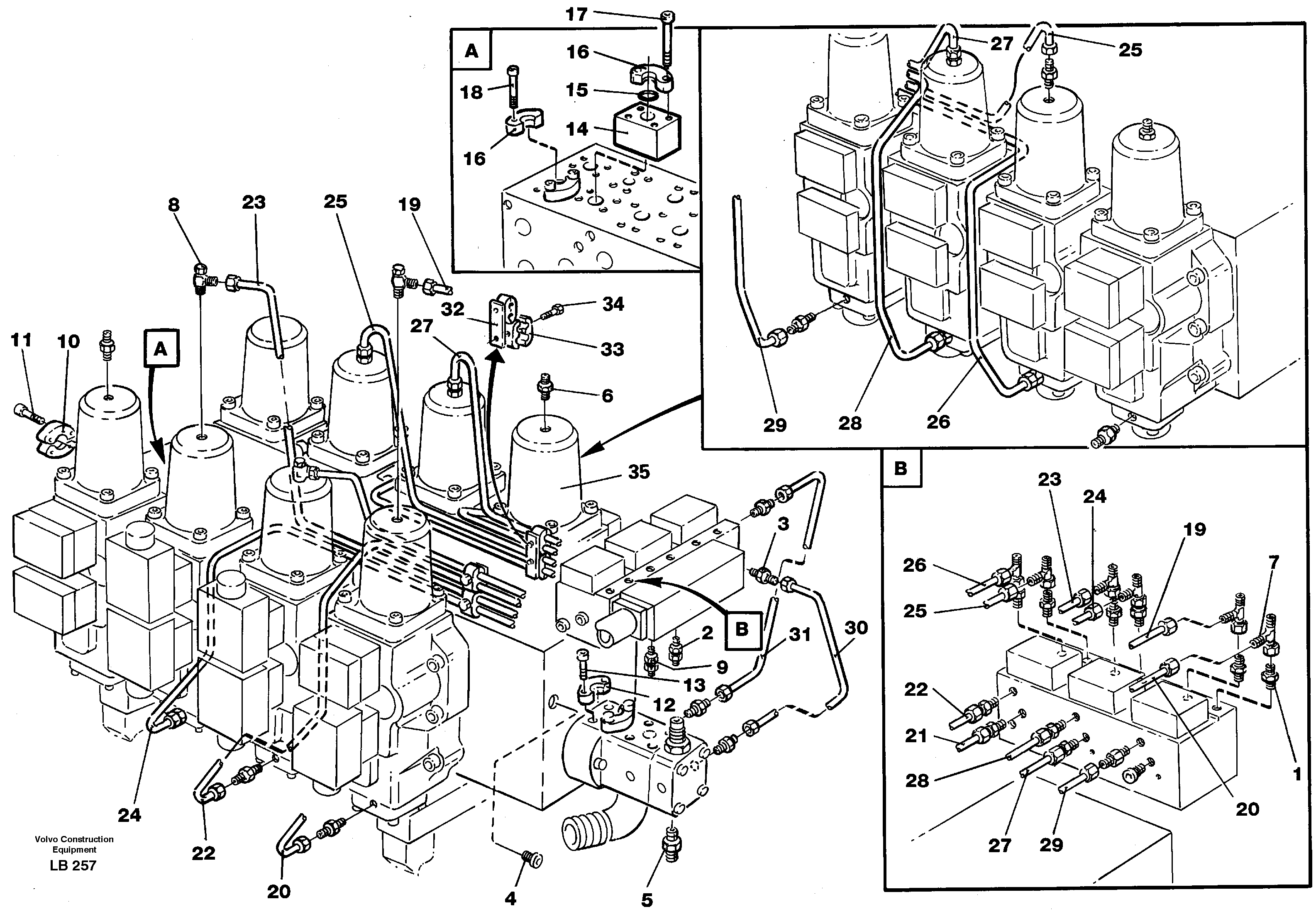 Схема запчастей Volvo EC450 - 37373 Main valve assembly, tubes connections EC450 SER NO 1782-1909