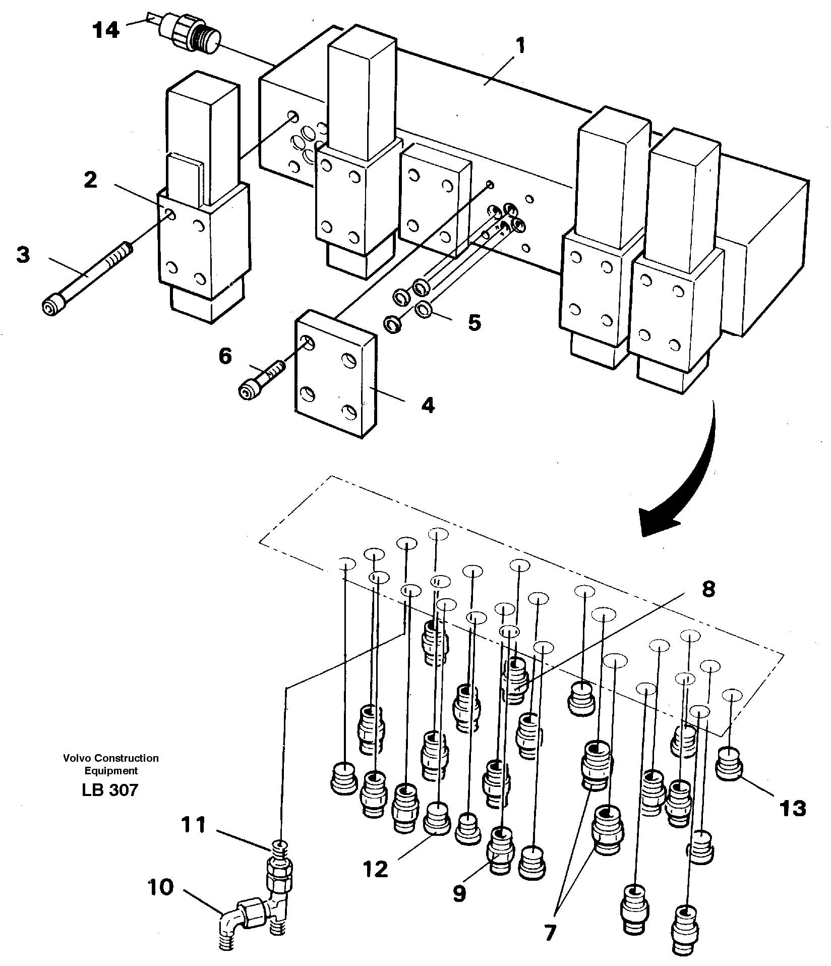 Схема запчастей Volvo EC450 - 36866 Control valve block EC450 SER NO 1782-1909