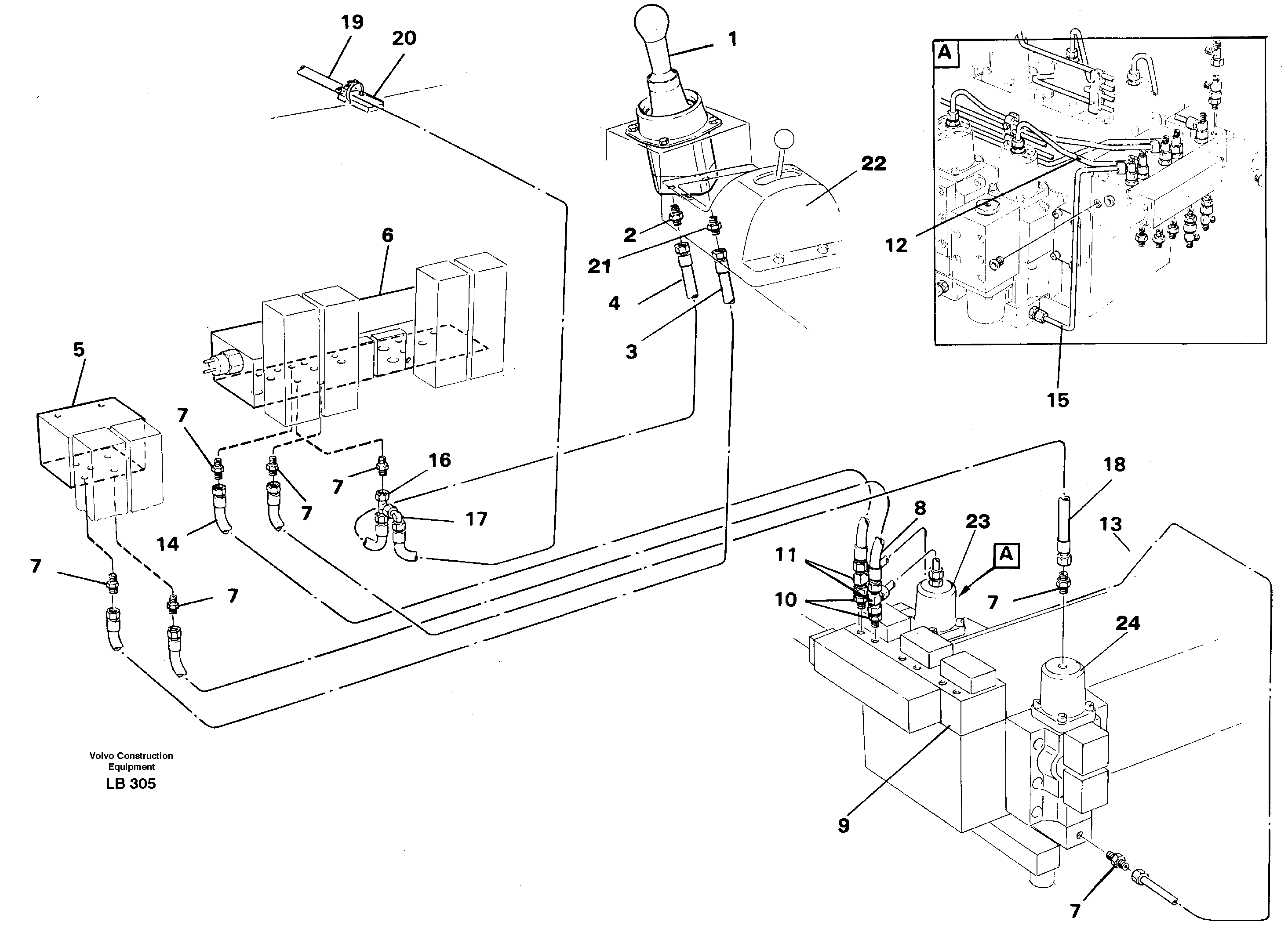 Схема запчастей Volvo EC450 - 41376 Servo hydraulics, boom EC450 SER NO 1782-1909
