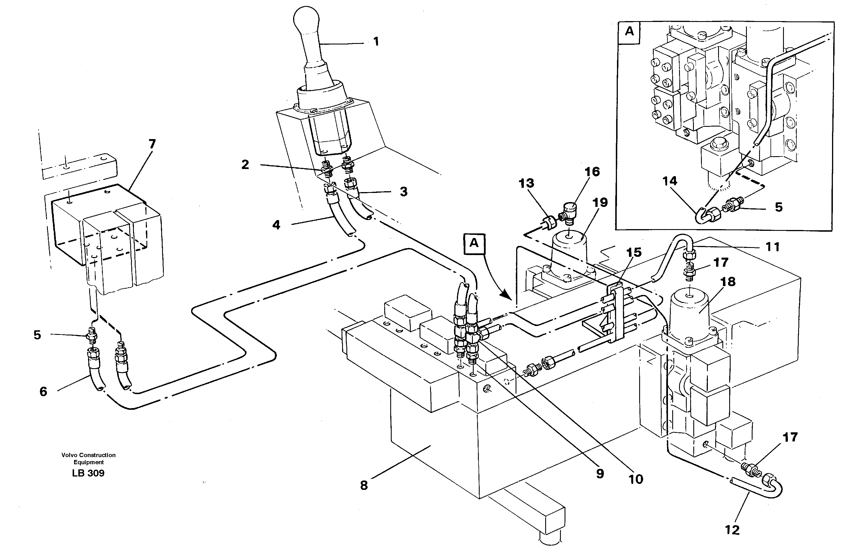 Схема запчастей Volvo EC450 - 41378 Servo hydraulics, dipper arm EC450 SER NO 1782-1909