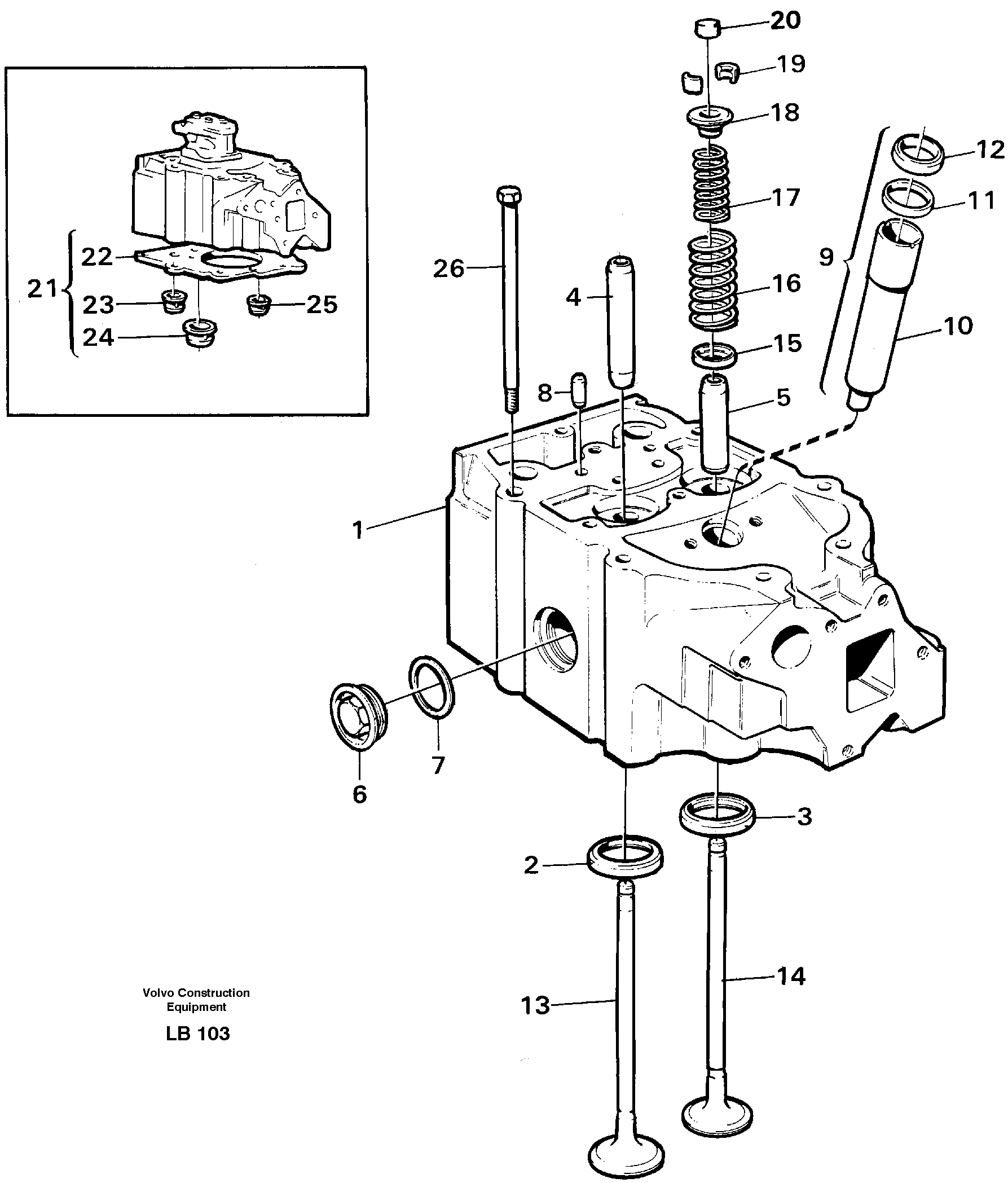 Схема запчастей Volvo EC450 - 28077 Головка блока цилиндров EC450 SER NO 1782-1909