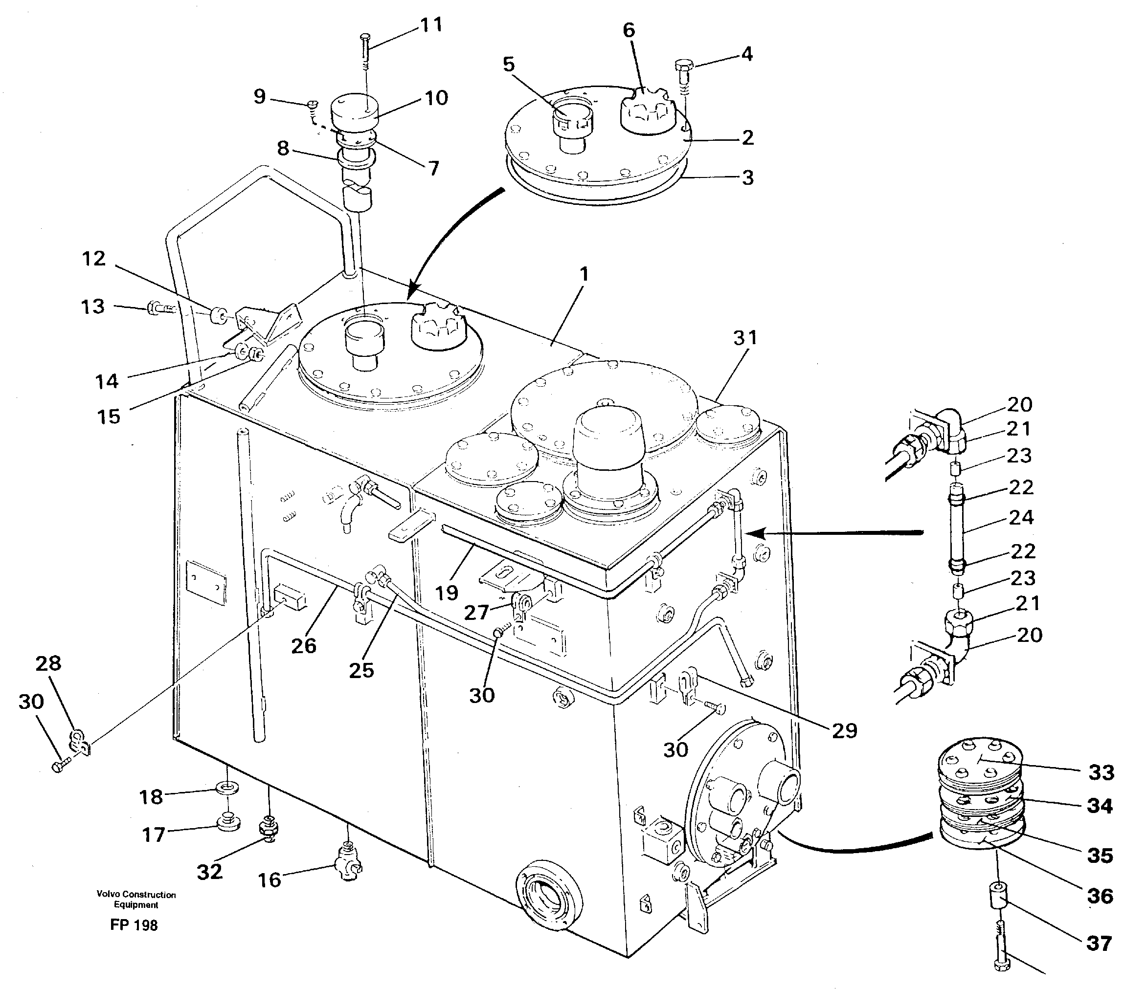 Схема запчастей Volvo EW150C - 6766 Топливный бак (бензобак) EW150C ?KERMAN ?KERMAN EW150C SER NO - 688