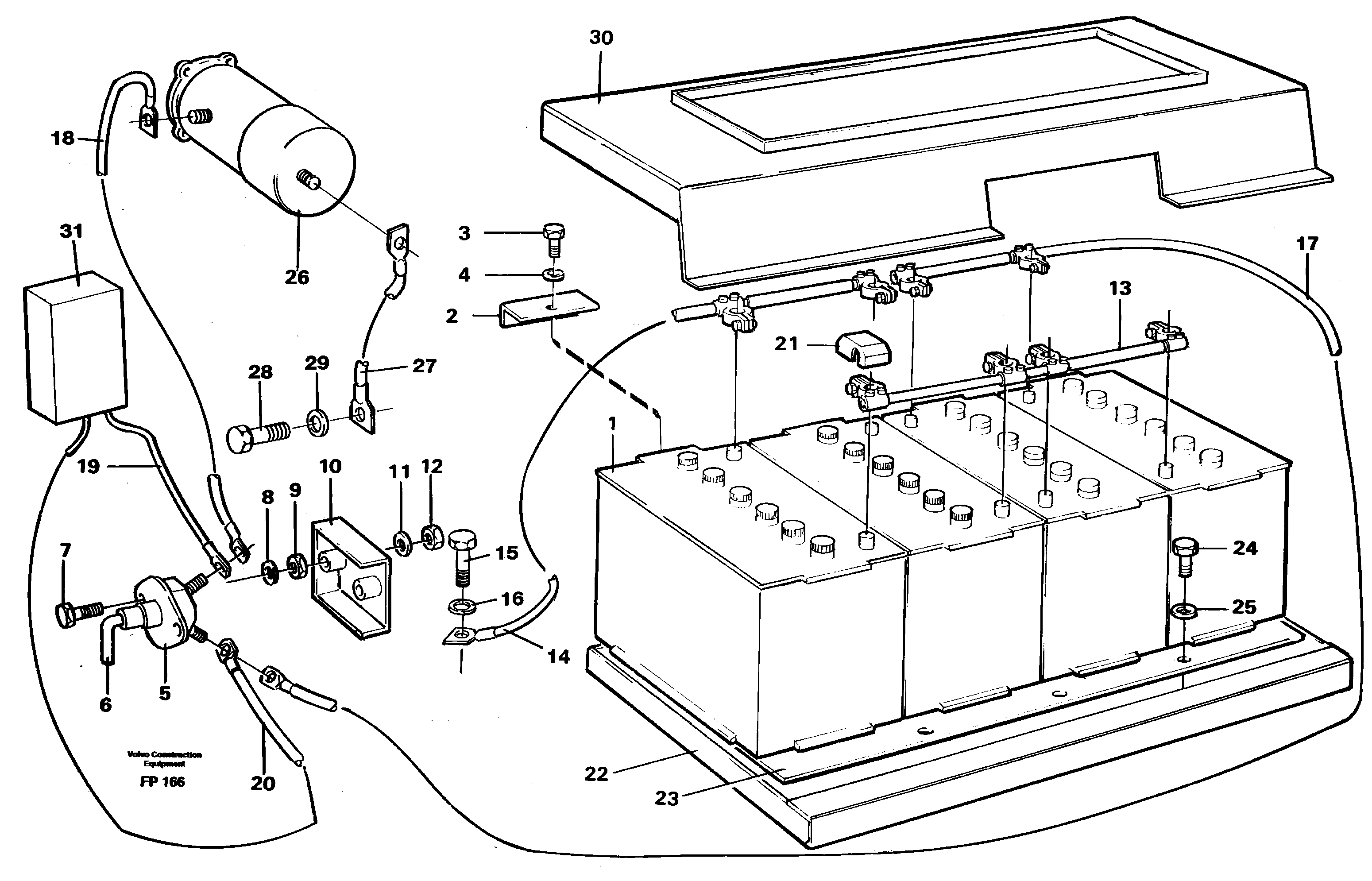 Схема запчастей Volvo EW150C - 14477 Battery with assembling details EW150C ?KERMAN ?KERMAN EW150C SER NO - 688